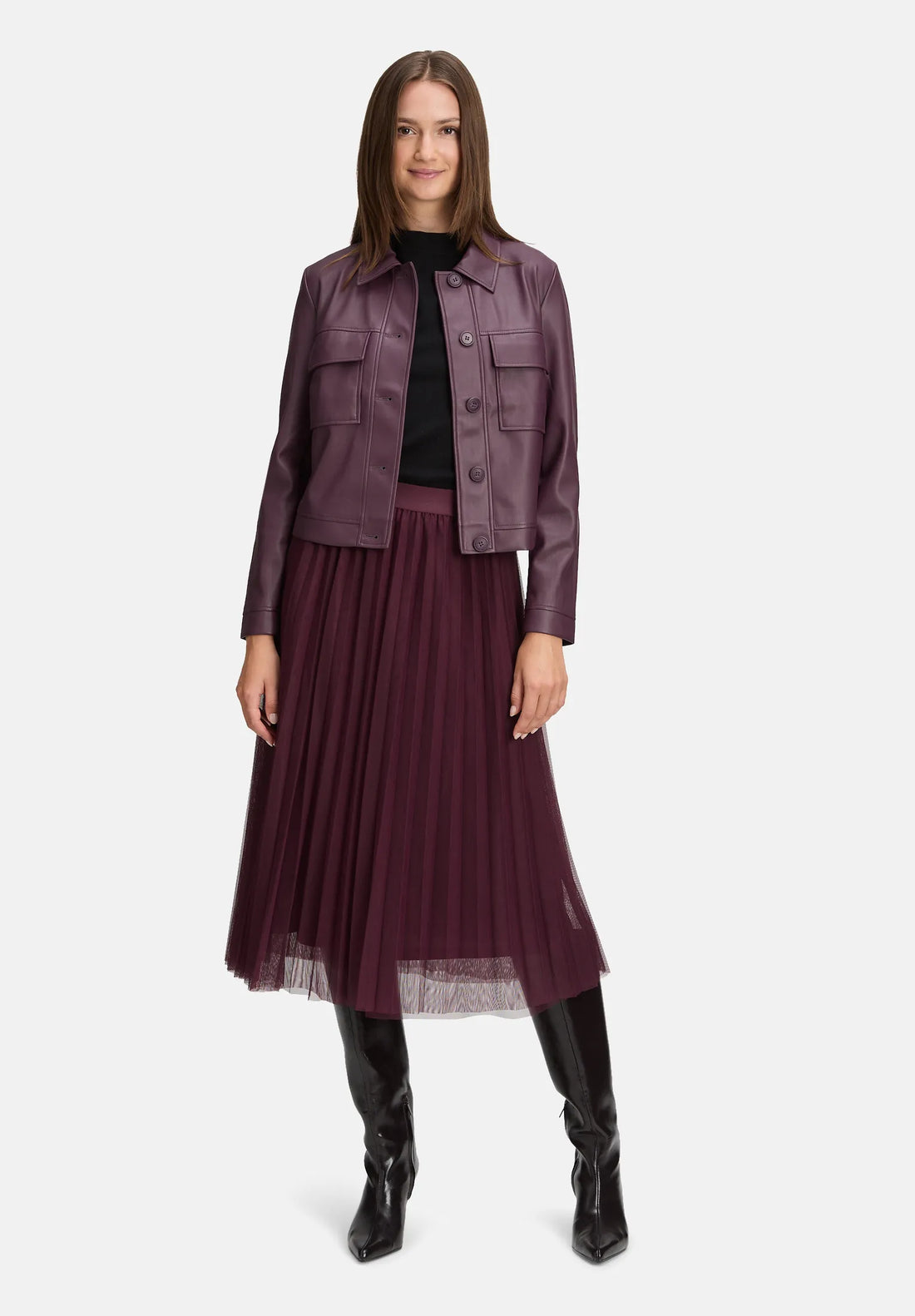 Betty Barclay_Dark Aubergine_Long-Sleeved Leather Jacket_4458-3127_4685_02