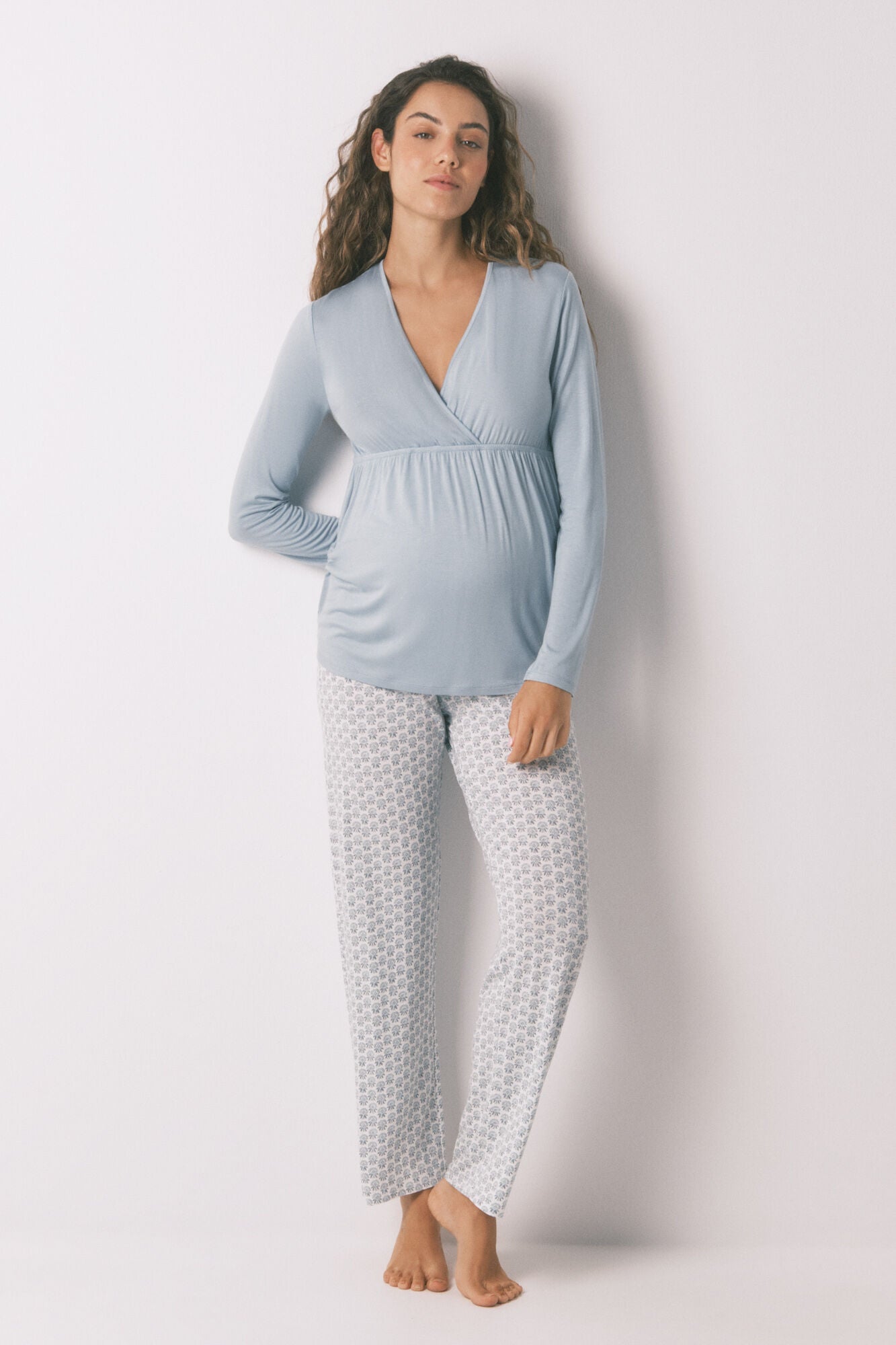 Women Secret_Blue_Capri Pyjamas "Maternity" Blue Soft Touch Technique_4462646_26_02