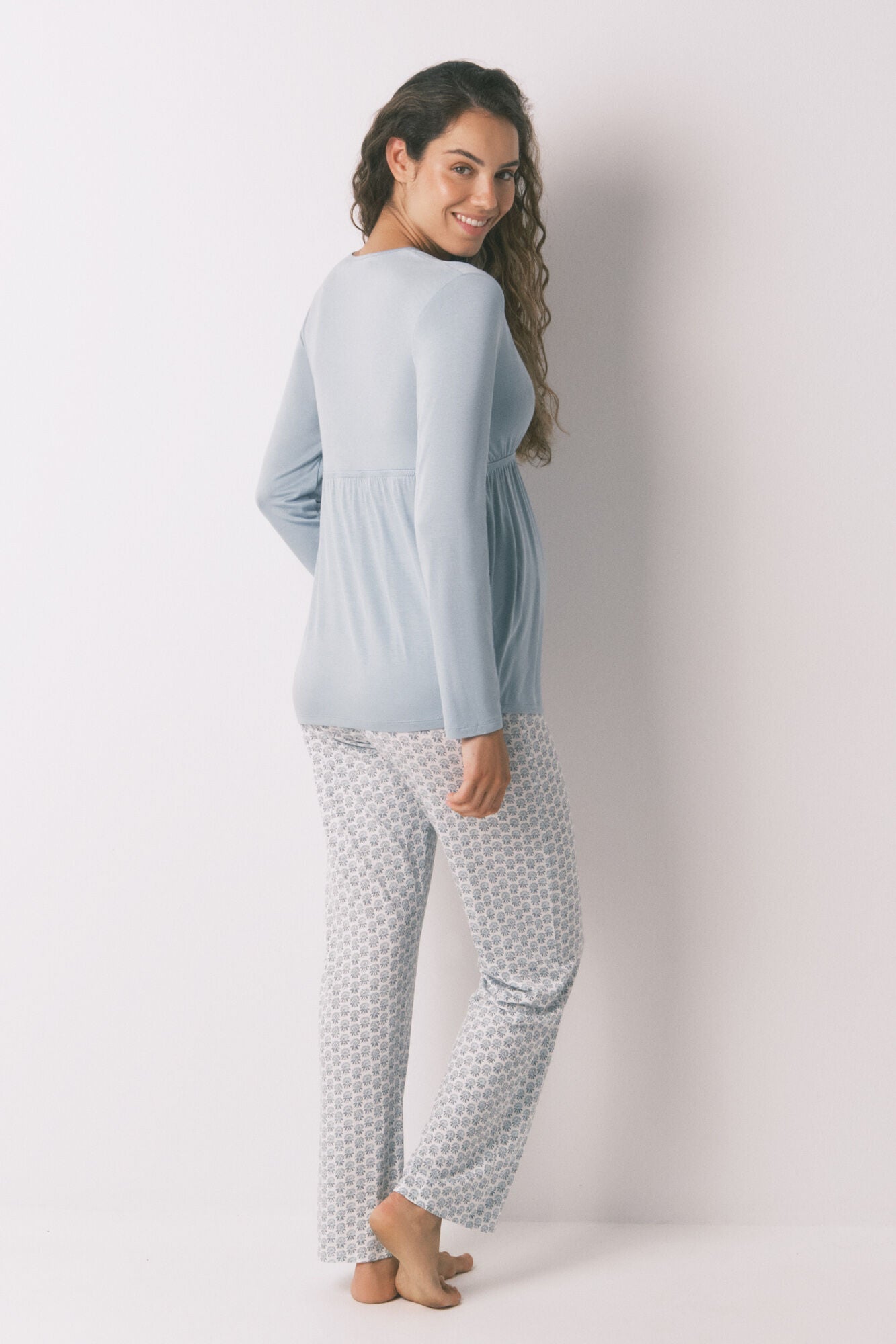 Women Secret_Blue_Capri Pyjamas "Maternity" Blue Soft Touch Technique_4462646_26_05