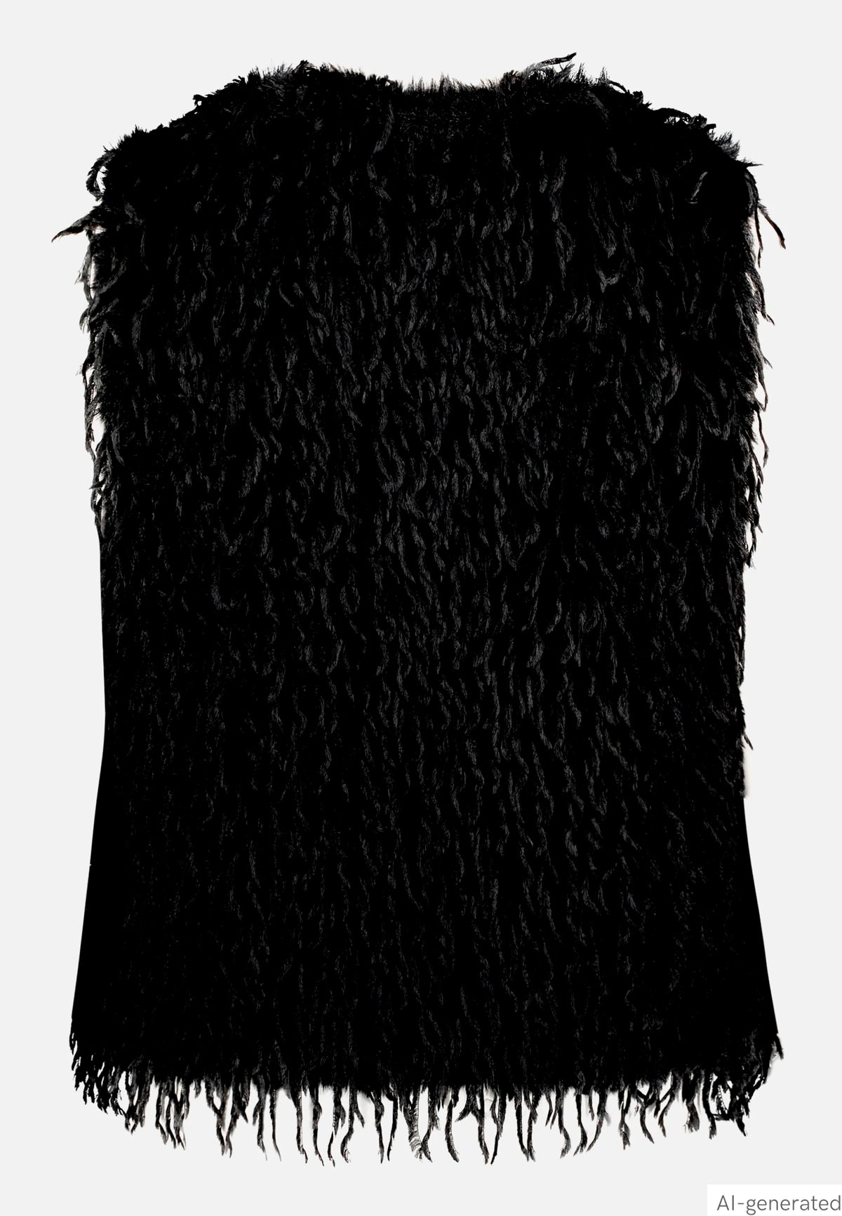 Betty Barclay Black Women Faux Fur Vest with Fringe SKU: 4533-3036_9045 Image 05