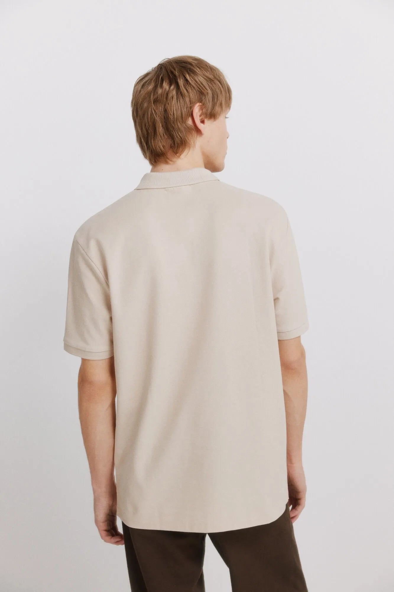 Springfield Beige Men PiquŽ Zip Regular Fit Polo Shirt SKU: 4583288_38 Image 05