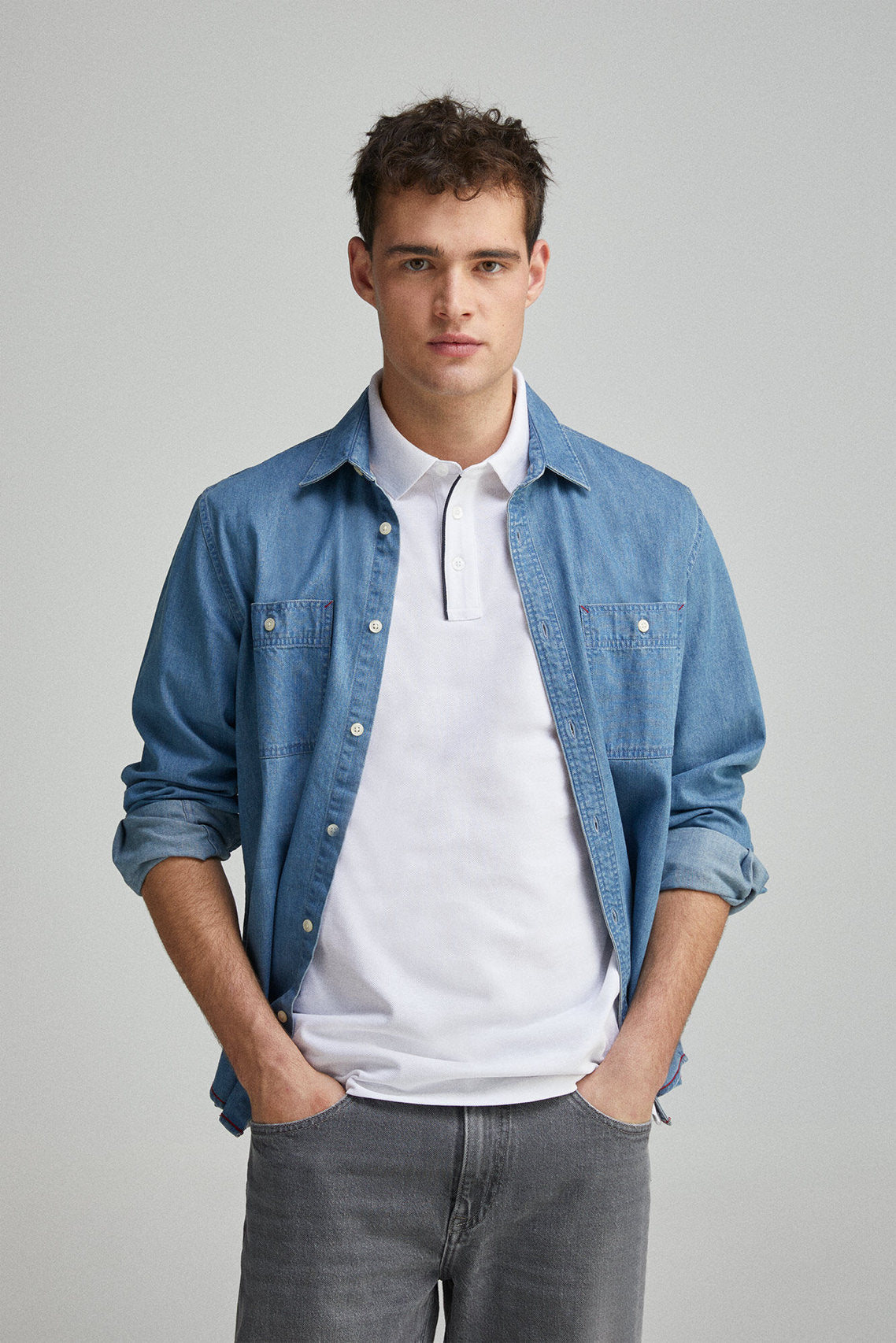 Springfield_Slim Fit Contrast PiquŽ Polo Placket_4589101_99_03