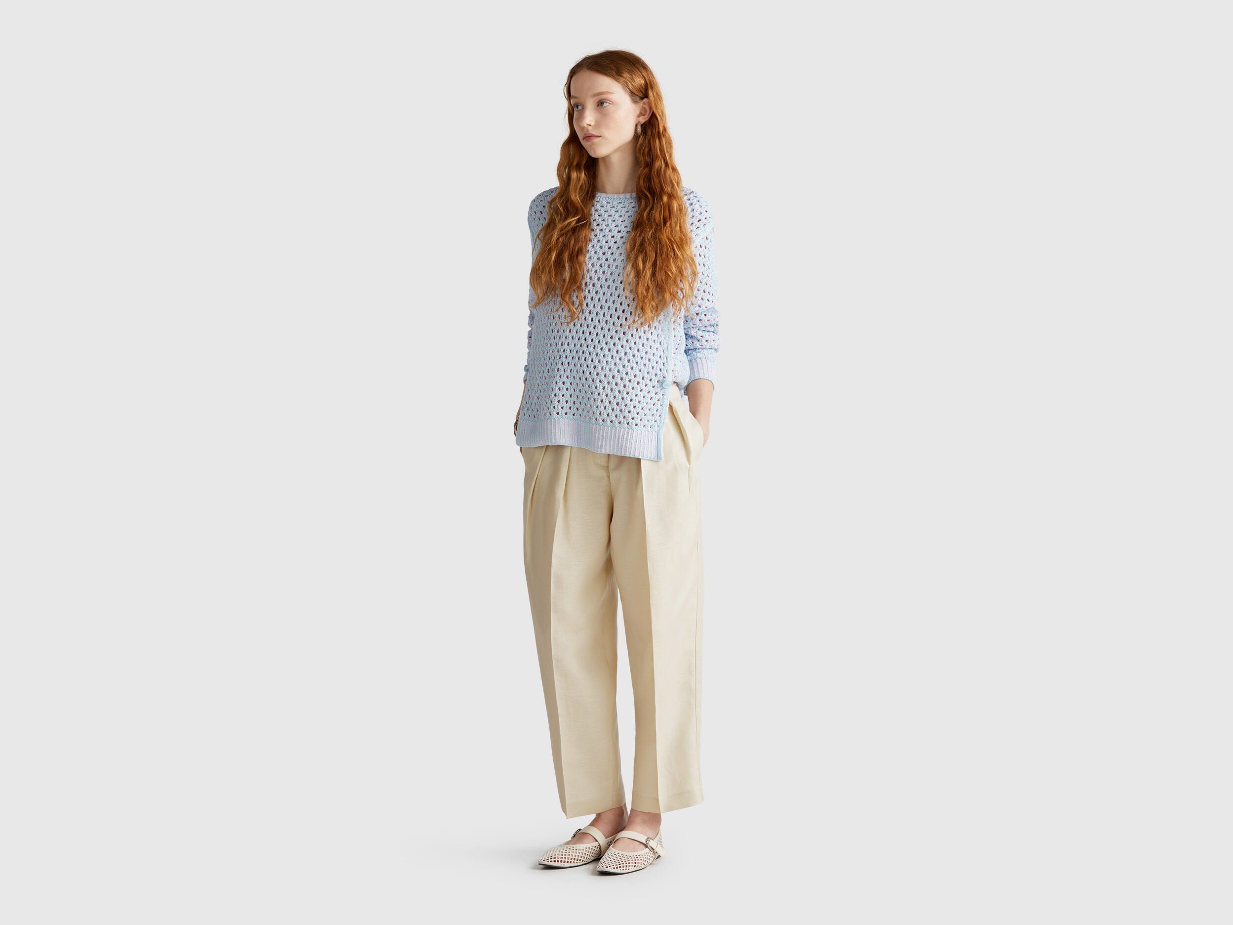 Benetton_Wide Trousers in Linen Blend_45BVDF09B_152_01