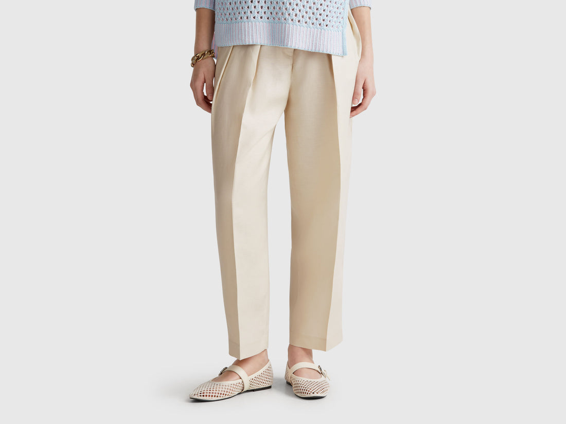 Benetton_Wide Trousers in Linen Blend_45BVDF09B_152_02
