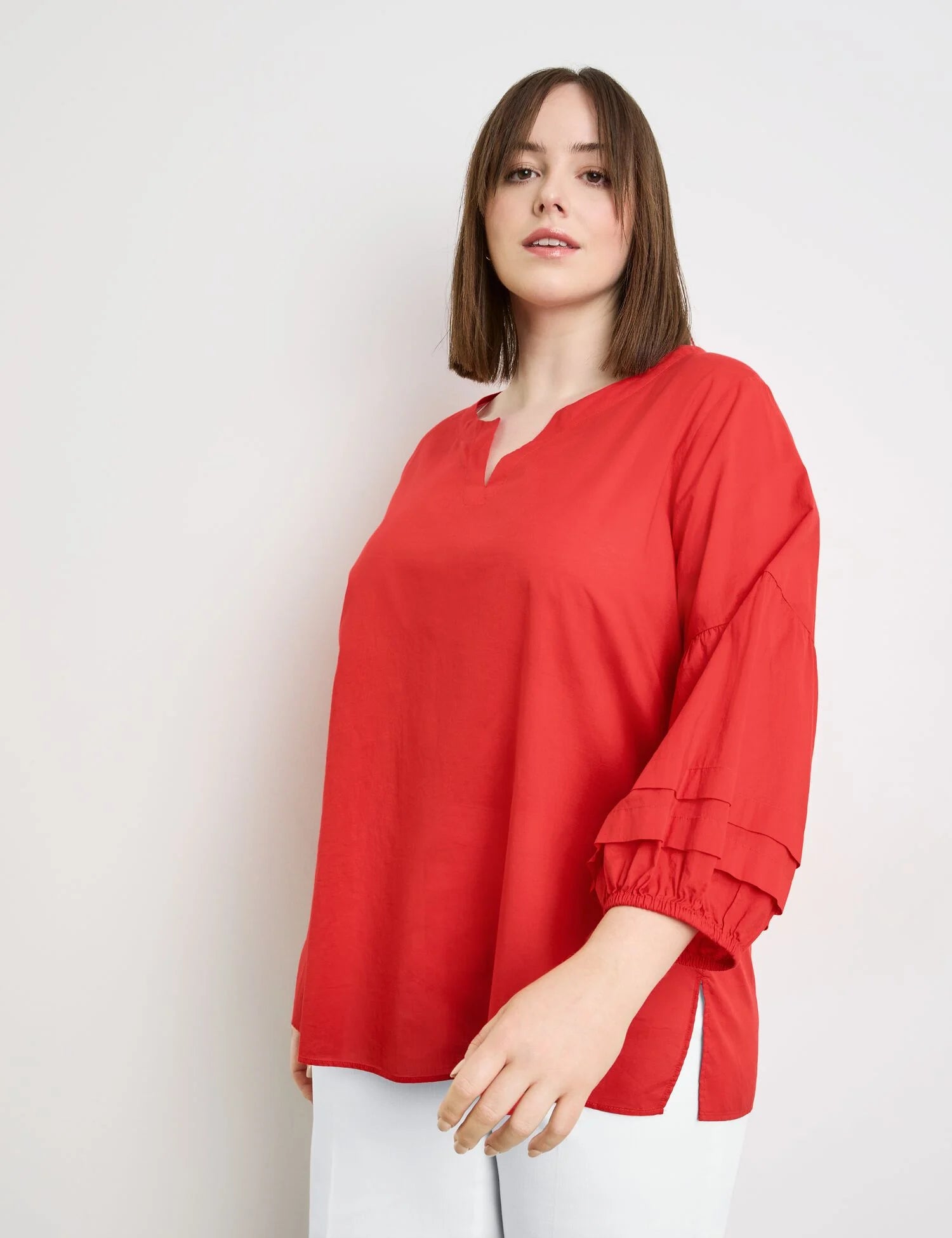 Lightweight Cotton Blouse With Balloon Sleeves - BEVAVA