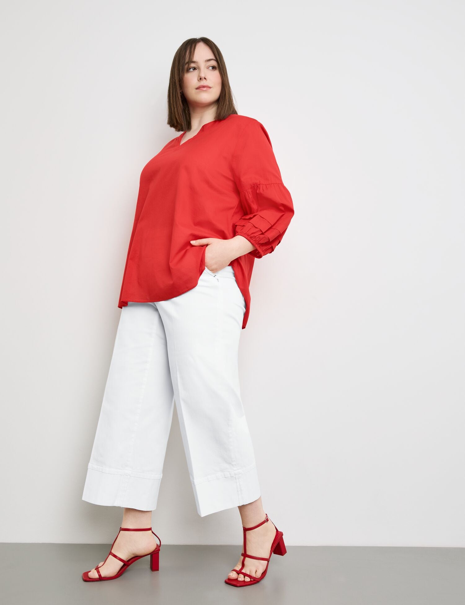 Lightweight Cotton Blouse With Balloon Sleeves - BEVAVA