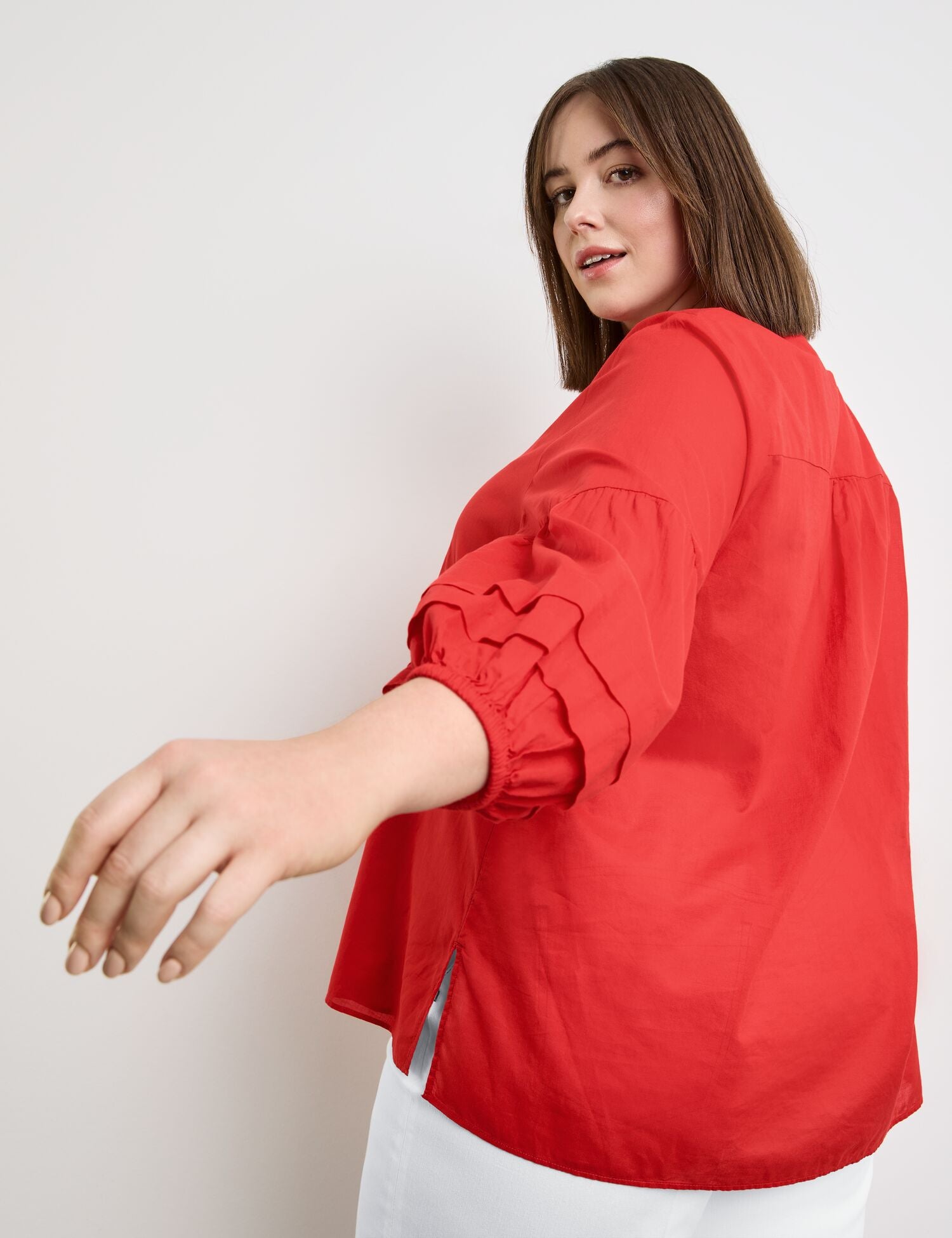 Lightweight Cotton Blouse With Balloon Sleeves - BEVAVA