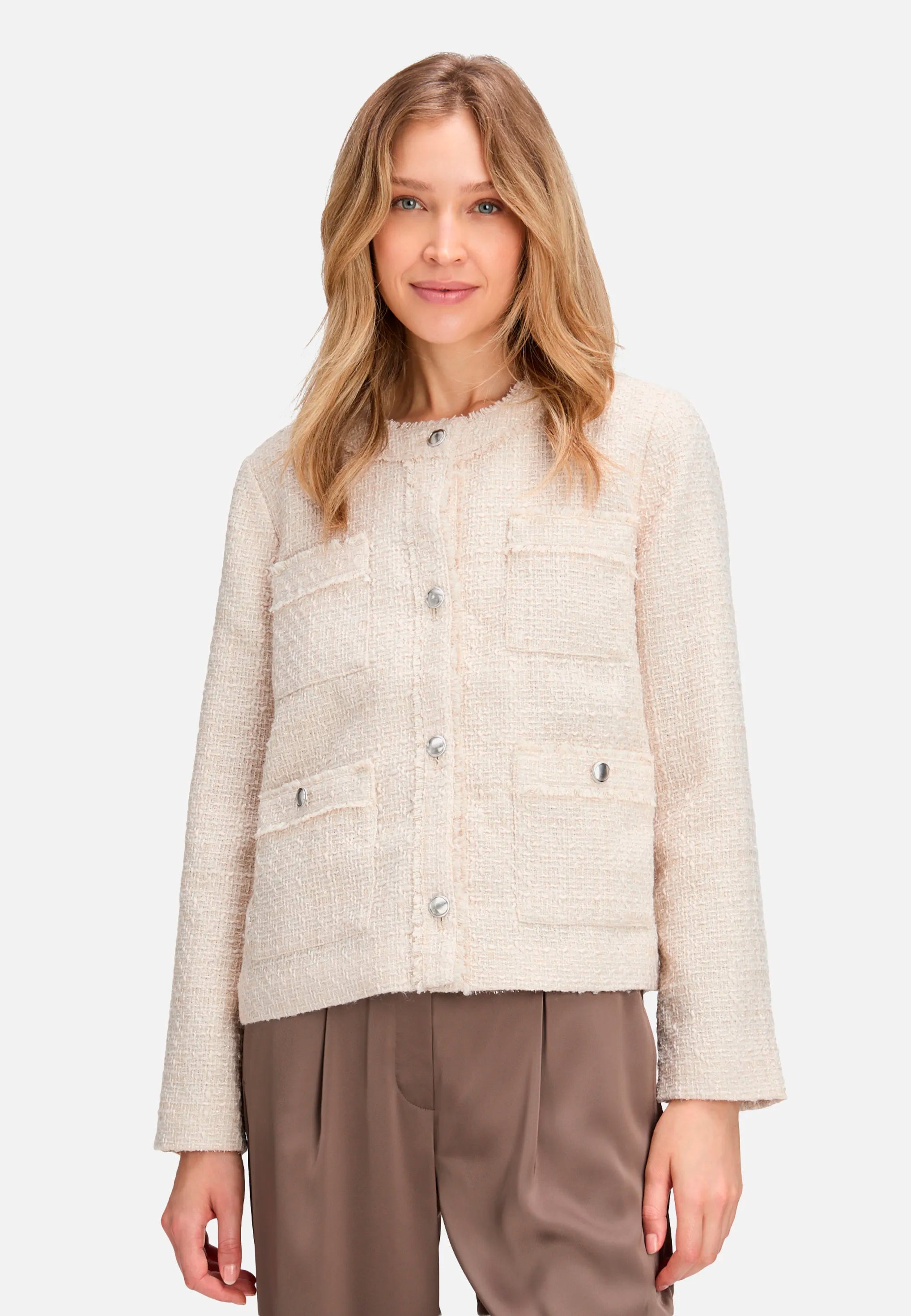 Betty Barclay_Beige_Blazer Jacket with Fringe_4625-1652_9104_02