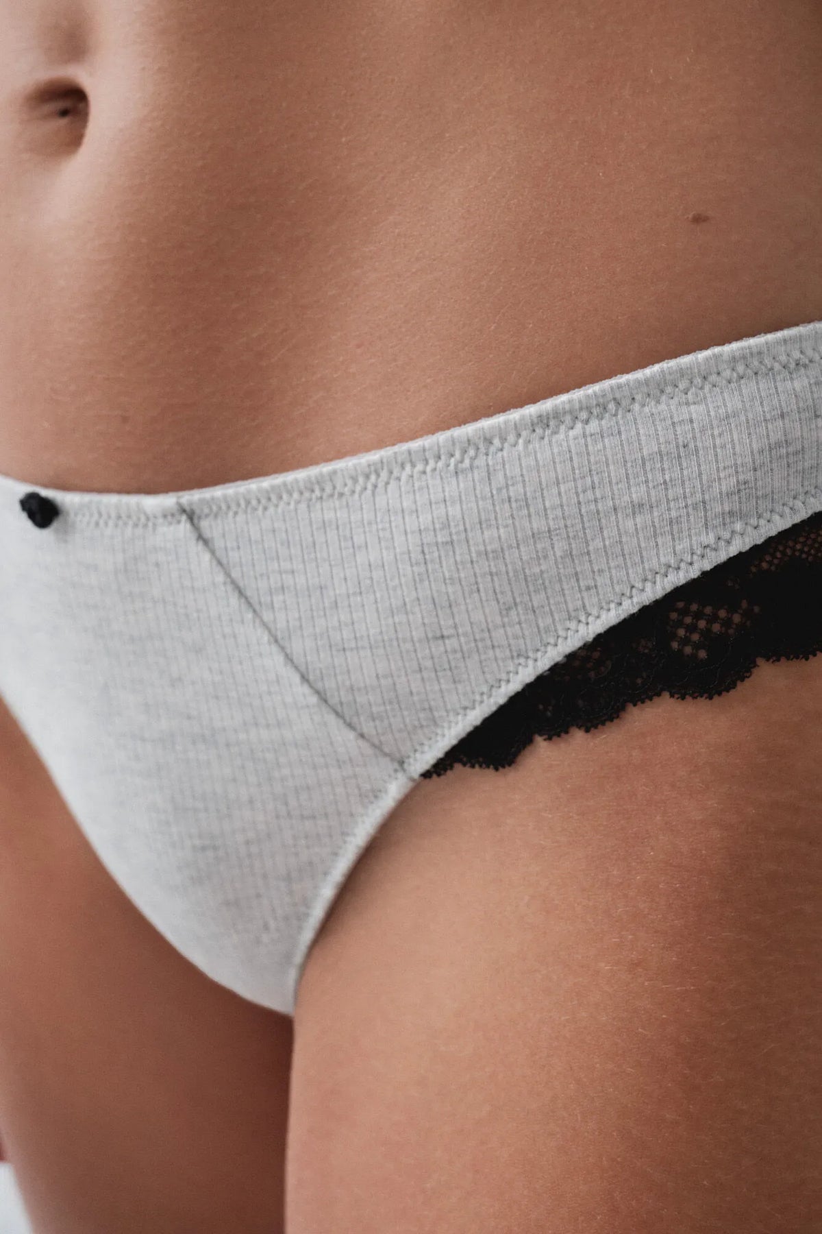 Women Secret Medium Grey Women Grey Ribbed Cotton Brazilian Panty SKU: 4634284_46 Image 04
