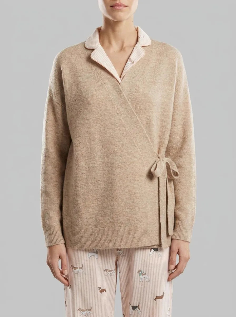 Women Secret_Light Brown_Pink Knit Short Plain Cardigan_4683596_32_00