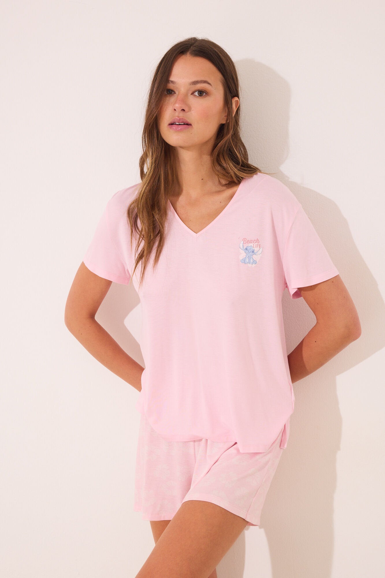 Women Secret_Lilo & Stitch Pink Short Pyjamas_4752524_70_03