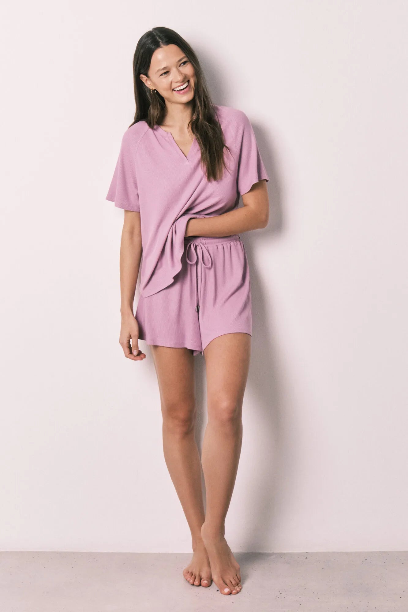 Women Secret Pink Women Pink Waffle Short Pyjamas SKU: 4753107_72 Image 03