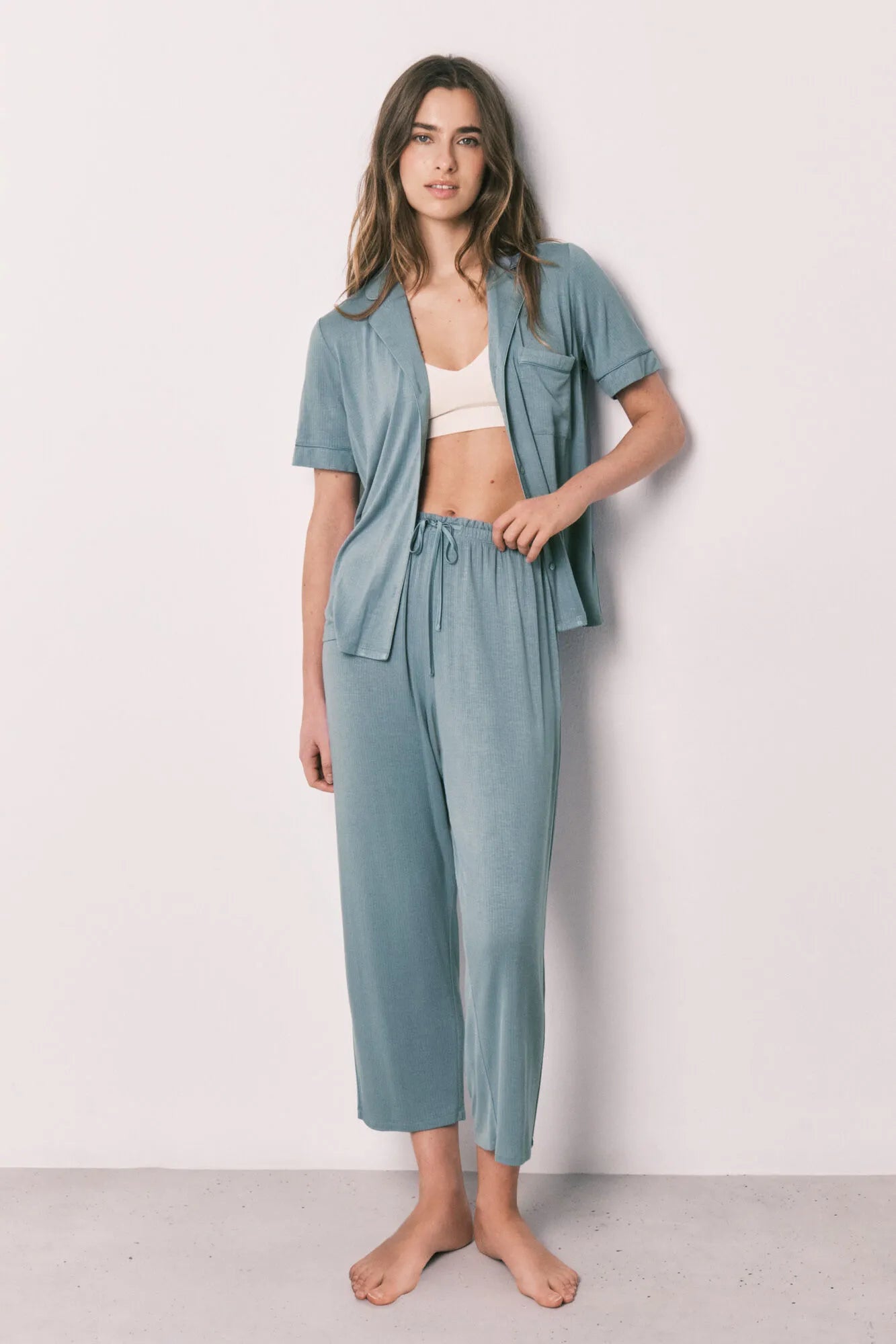 Women Secret Medium Blue Women Blue Soft Touch Capri Classic Pyjamas SKU: 4753118_15 Image 02