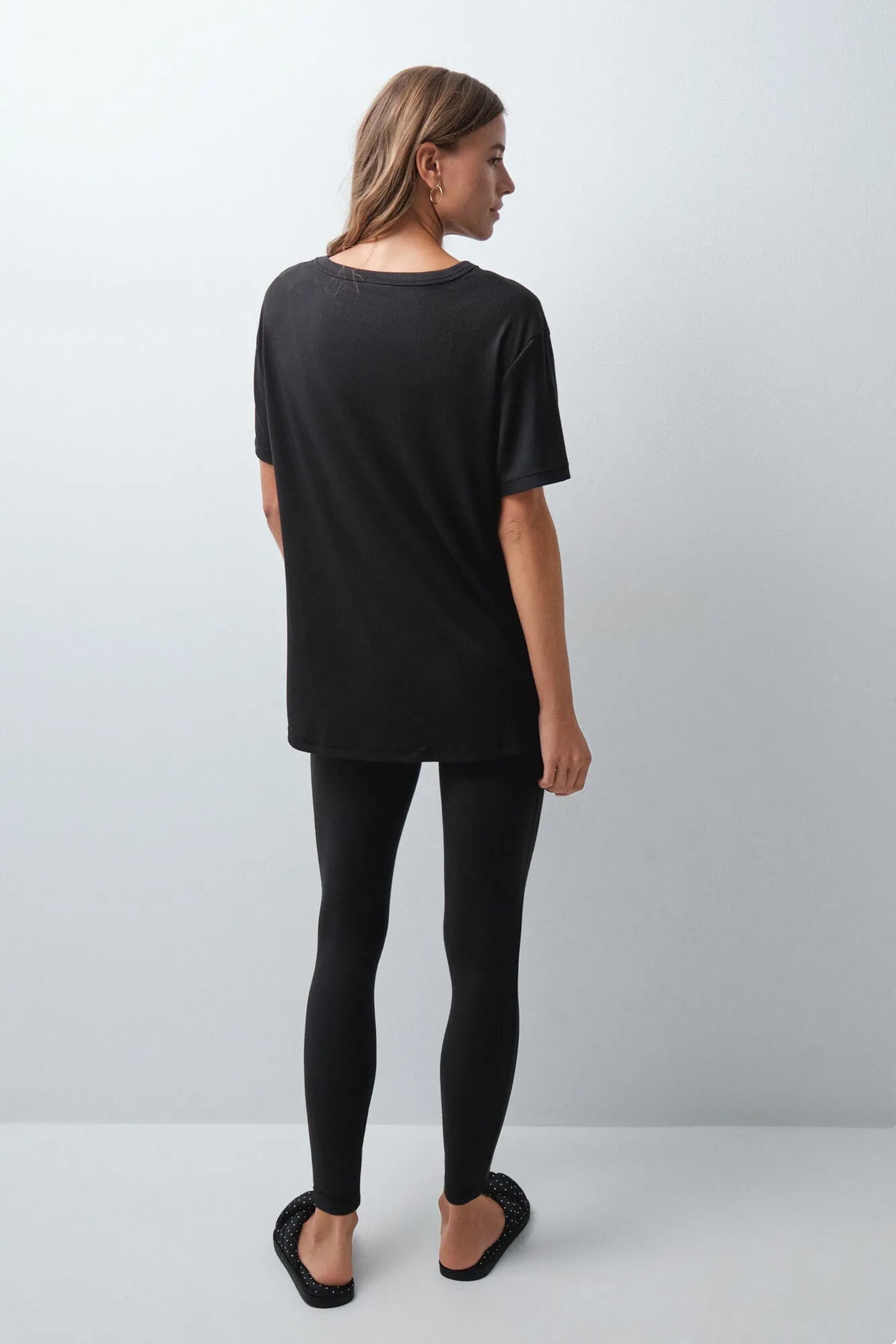 Women Secret Black Women Black Long Pyjamas T-Shirt Leggings SKU: 4754186_01 Image 05