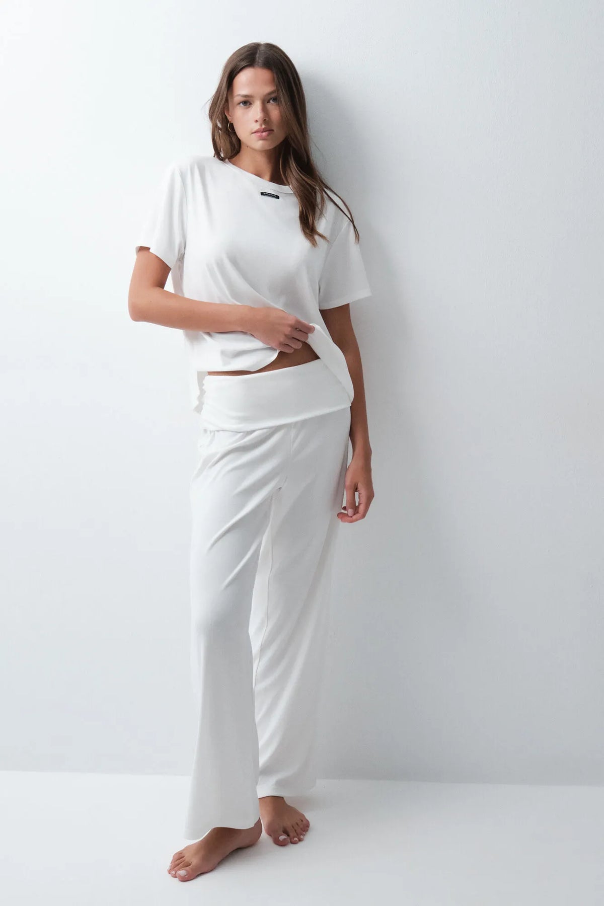 Women Secret Ivory Women White Lounge Long Pyjamas SKU: 4754188_96 Image 03