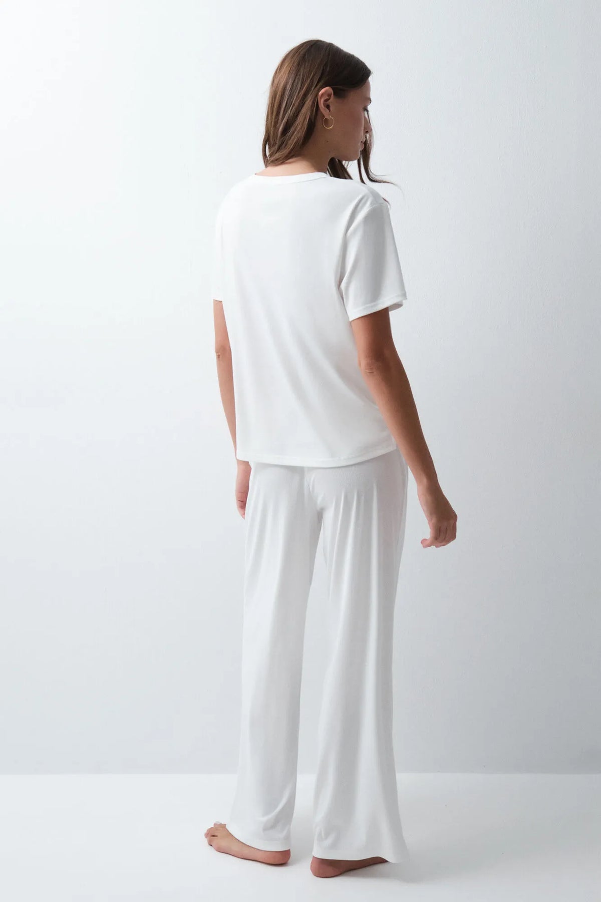 Women Secret Ivory Women White Lounge Long Pyjamas SKU: 4754188_96 Image 06
