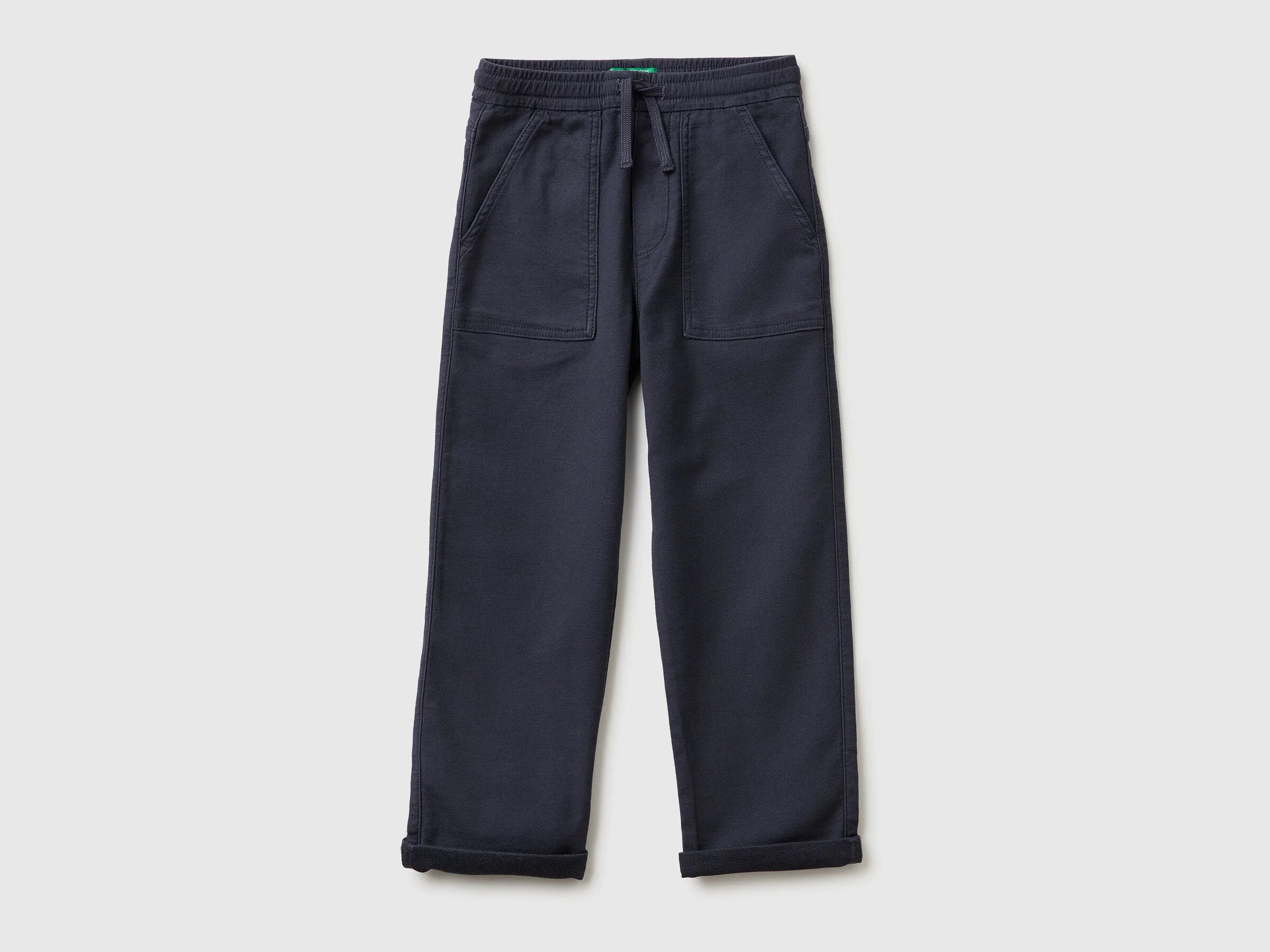 Benetton_Air Force Blue_Joggers with Cotton Blend with Drawstring_47K0CF03T_0J8_01