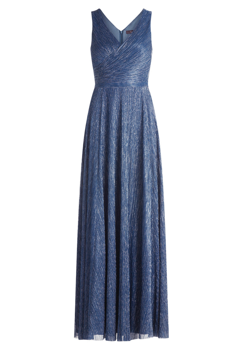 Vera Mont_Classic Blue/White_Evening Dress with Pleats_4819-4669_8819_06