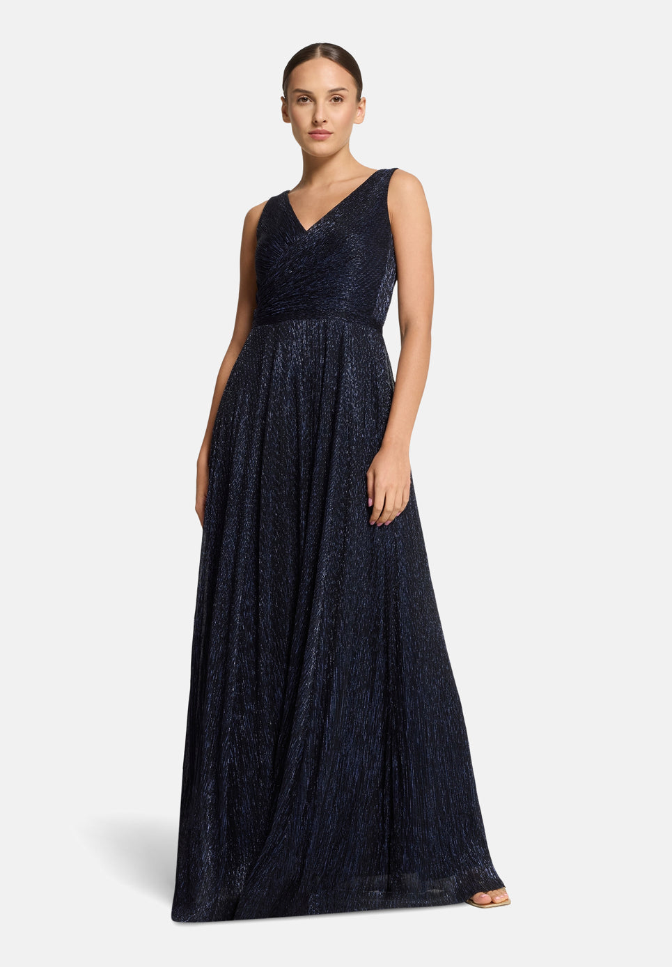 Vera Mont_Blue/Black_Evening Dress with Pleats_4819-4669_8890_01