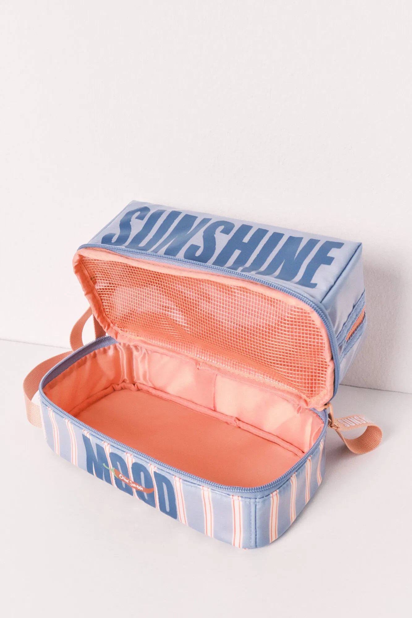 Women Secret Light Blue Women Striped Waterproof Medium Vanity Case SKU: 4843044_16 Image 01