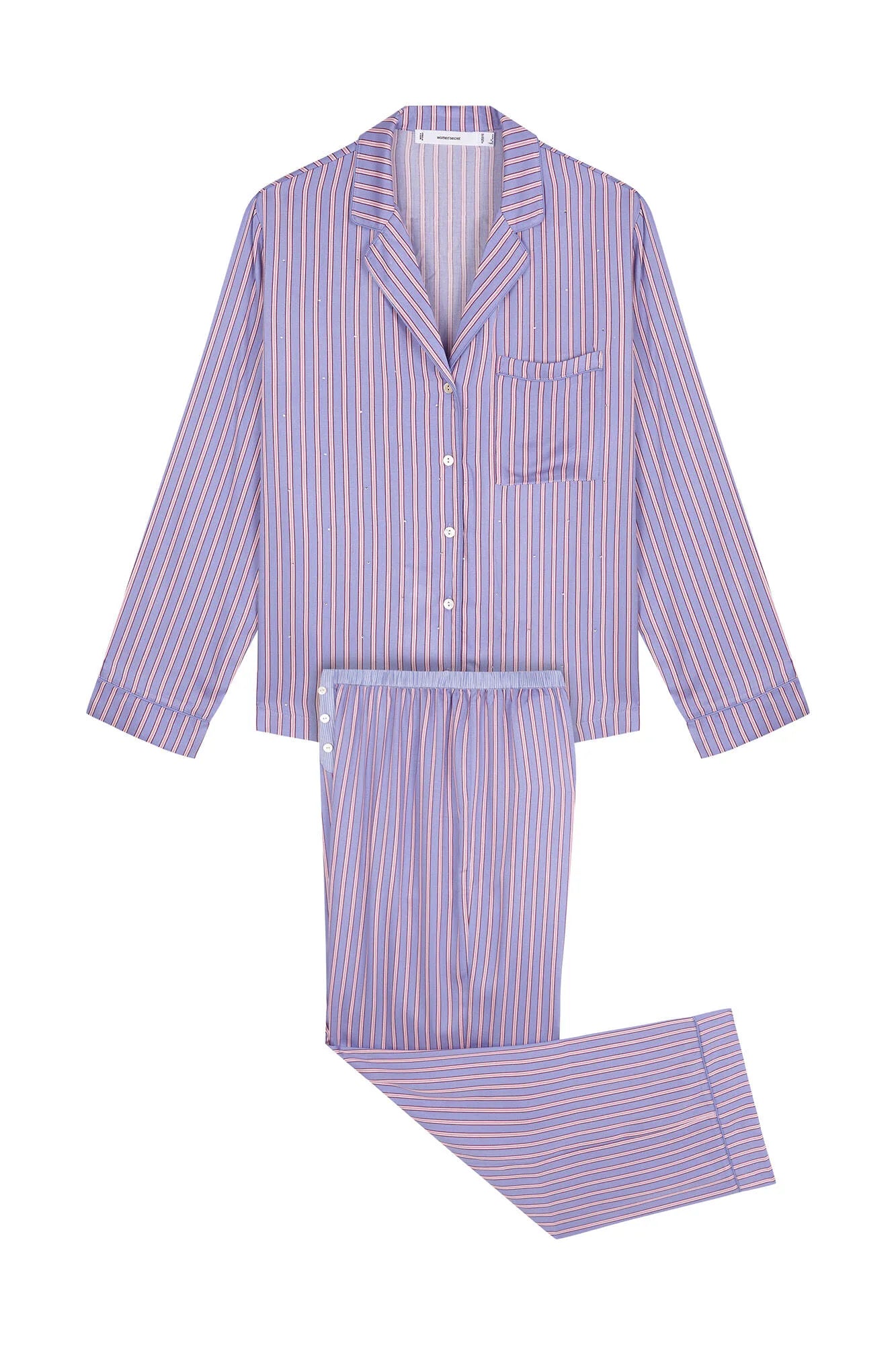 Women Secret_Red_Long Satin Striped Print Classic Pyjamas_4852103_64_08