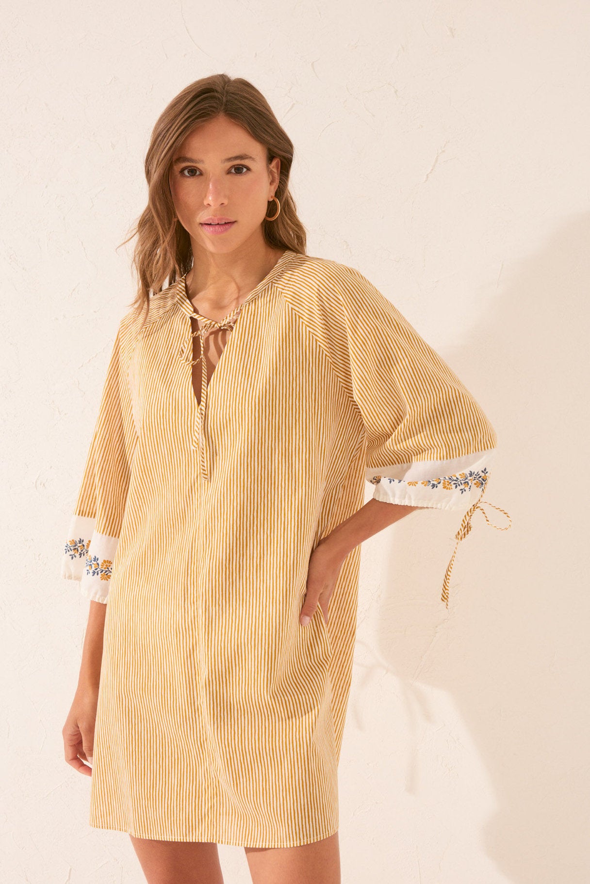 Women Secret_Striped Cotton Midi Tunic with Border_4922732_09_01