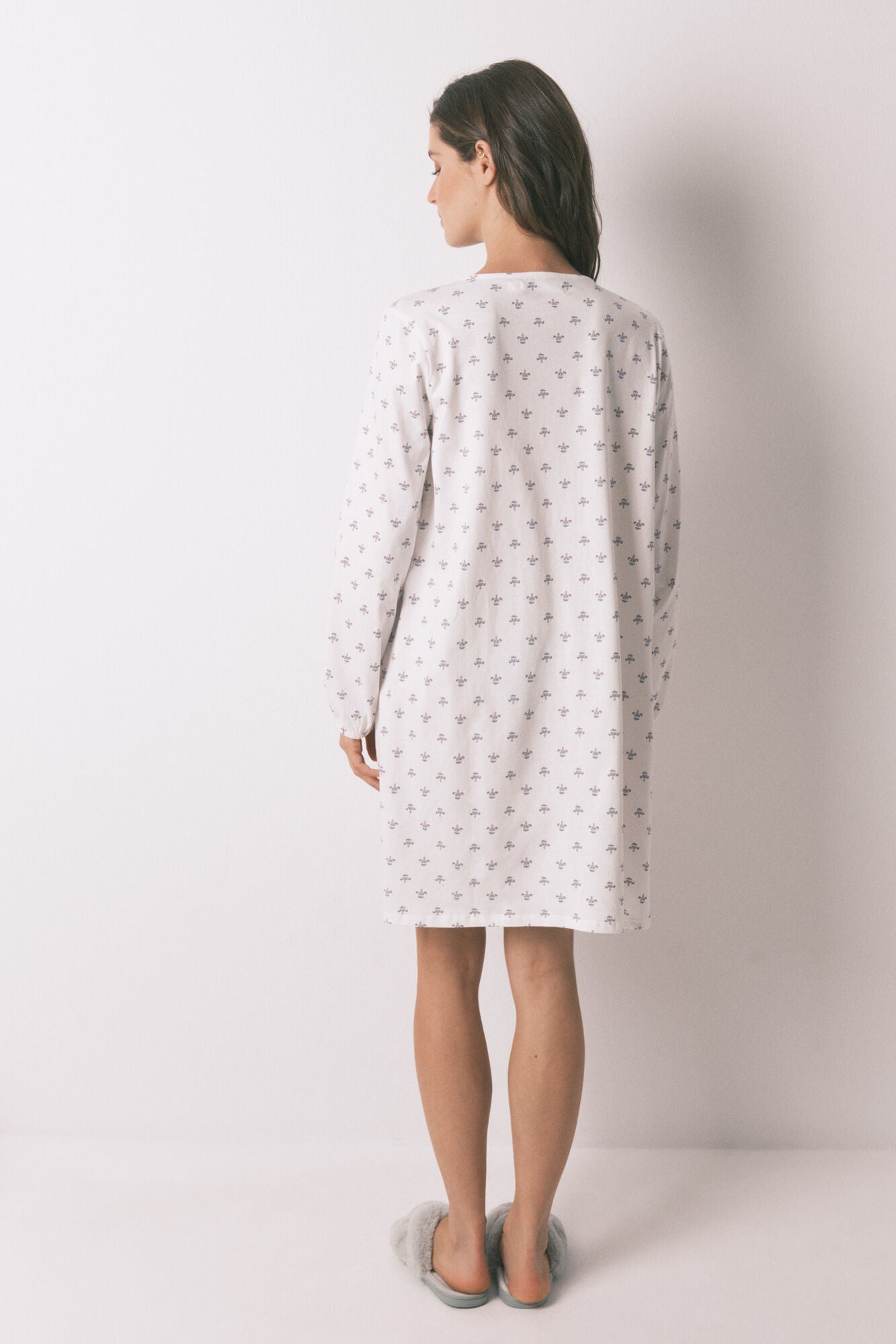 Women Secret_Ivory_Long Sleeve Nightgown 100% Cotton Ivory Flowers_4922735_96_05