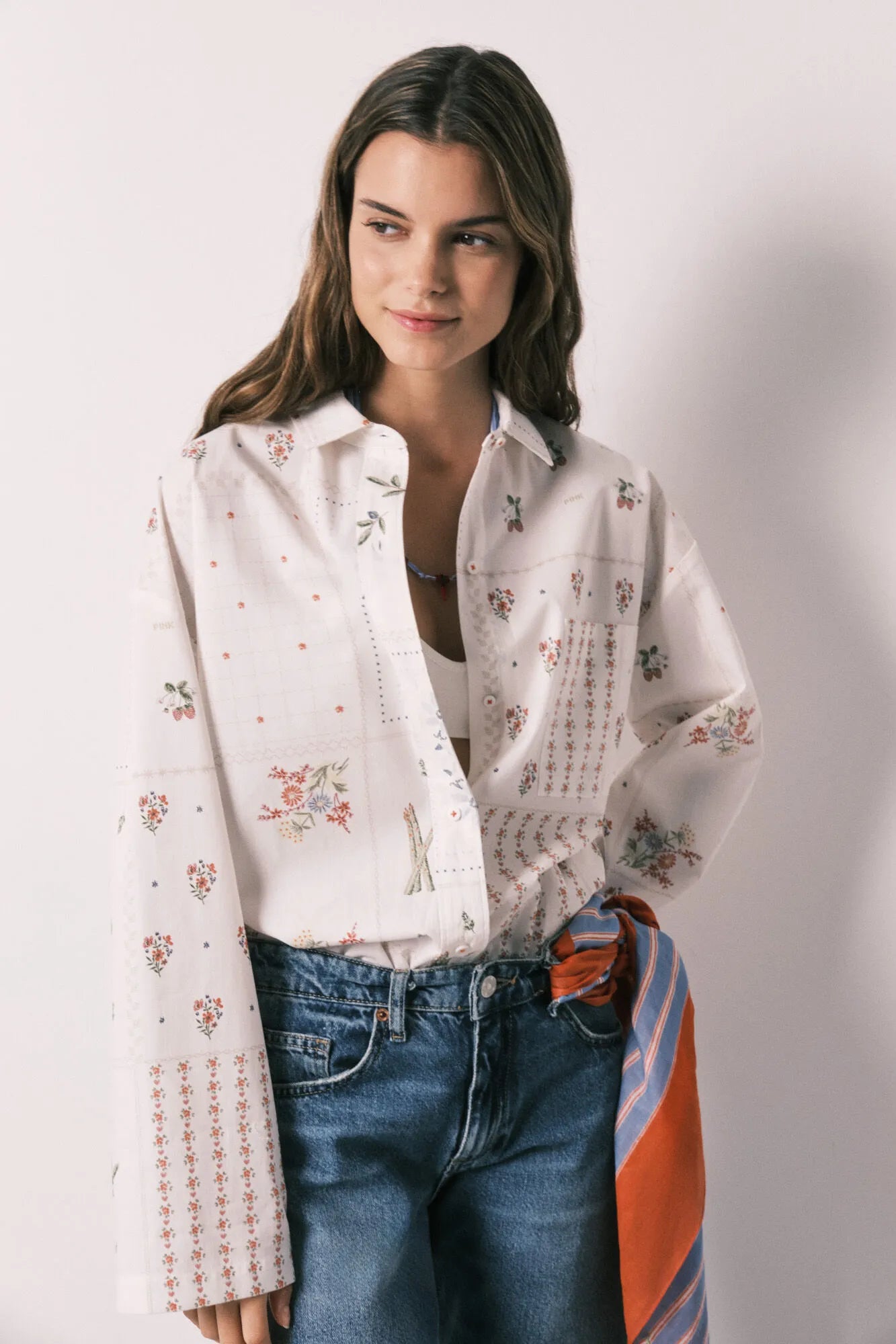 Women Secret White Print Women Floral Print Poplin Long Sleeve Shirt SKU: 4923663_97 Image 04