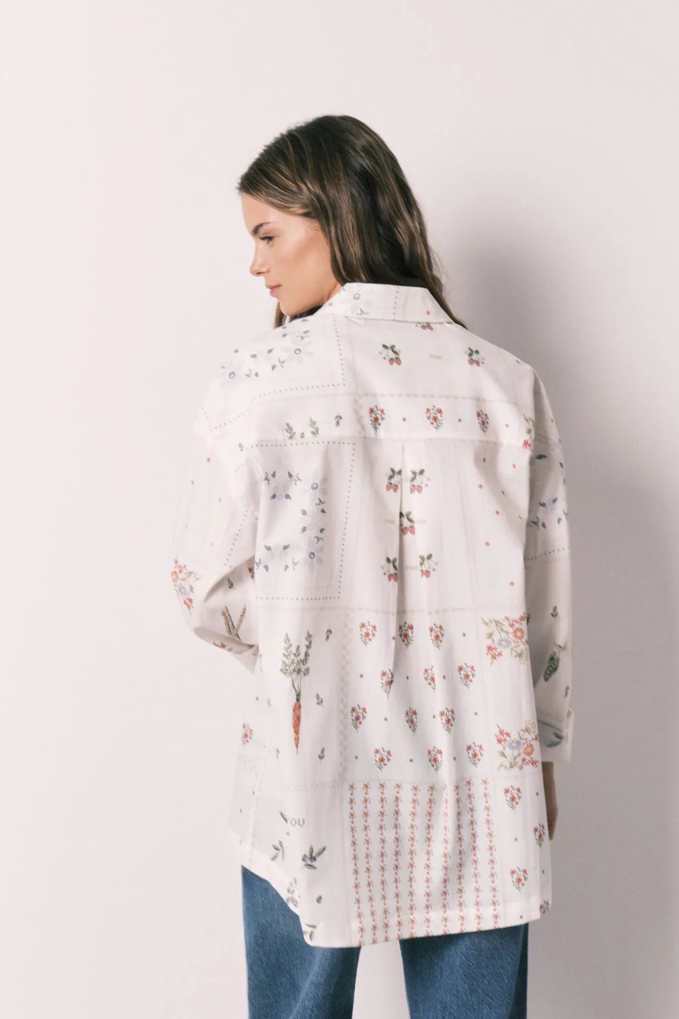 Women Secret White Print Women Floral Print Poplin Long Sleeve Shirt SKU: 4923663_97 Image 06