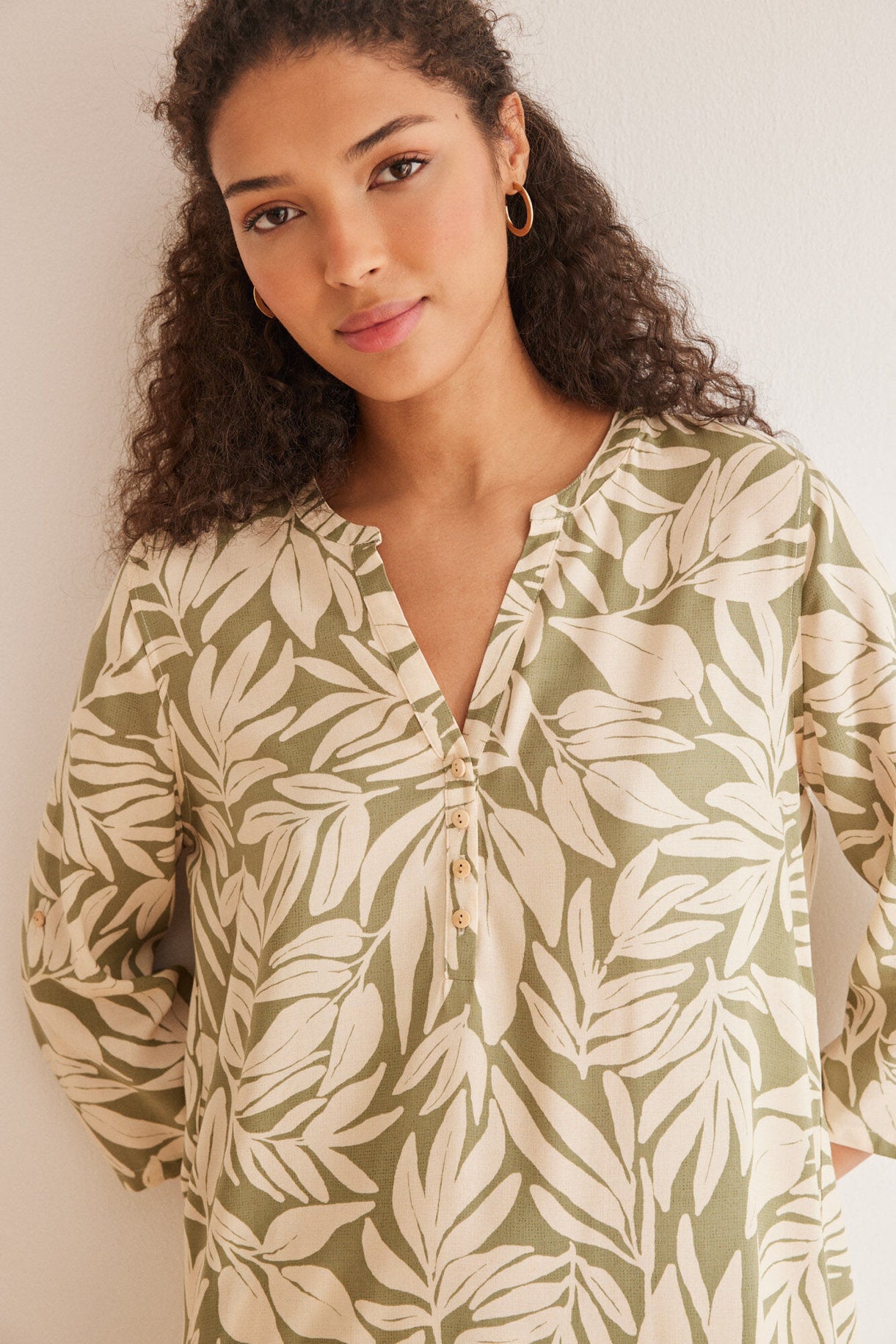 Green Print Long Sleeves Camisoles_4927029_29_02