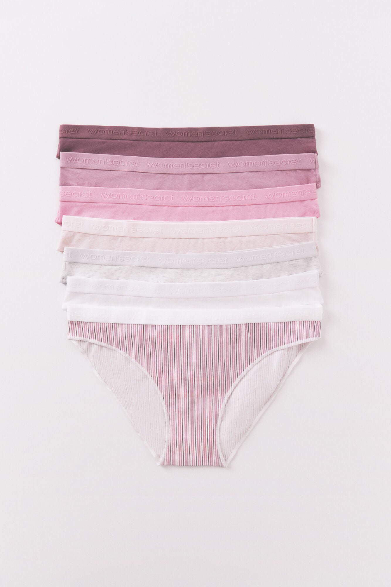 Women Secret_Multi-Color_Pack of 7 White Print Cotton Thongs_4932670_97_01