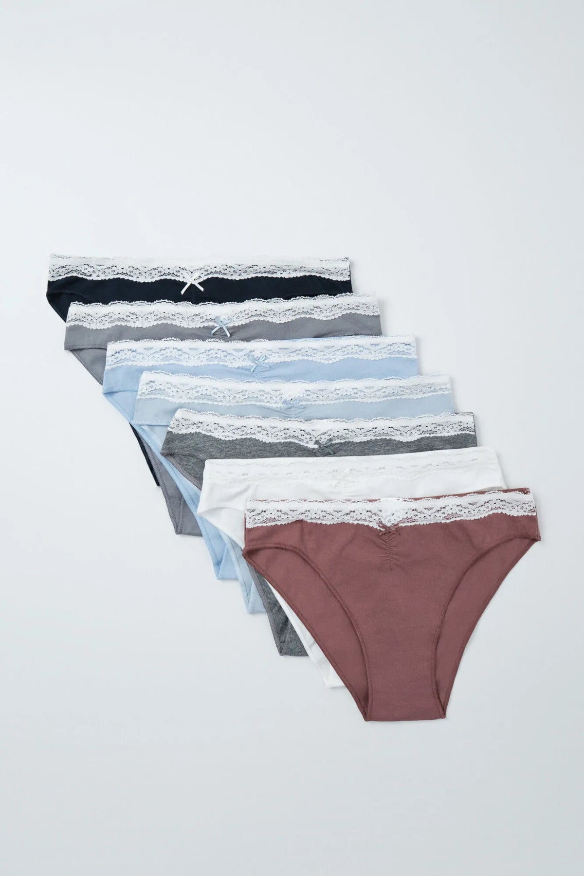Women Secret White Print Women Pack of 7 Classic Plain Cotton Lace Panties SKU: 4934585_97 Image 01