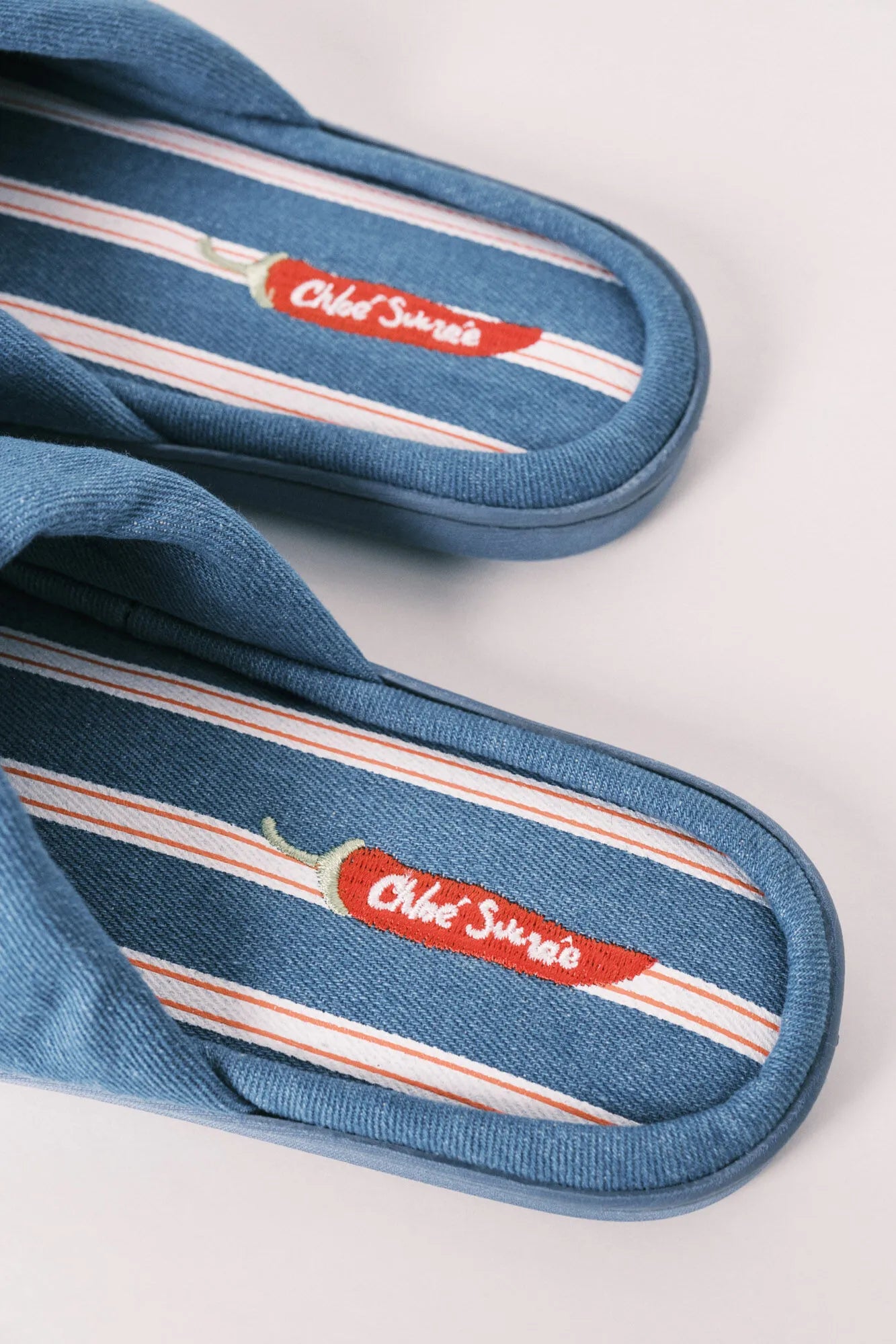 Women Secret Light Blue Women Striped Denim Slippers SKU: 4993707_16 Image 02