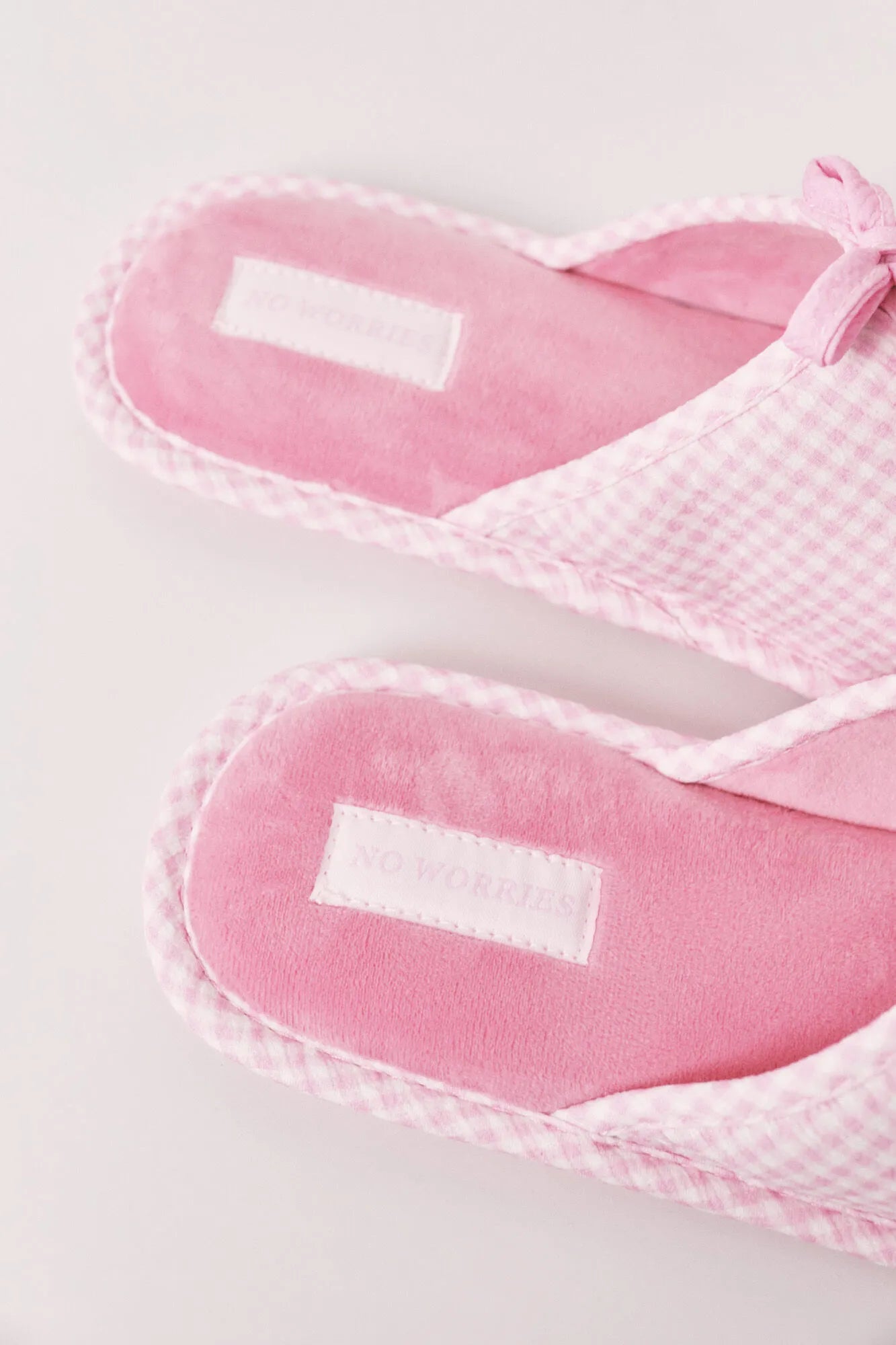 Women Secret Pink Women Pink Gingham Print Bow Slippers SKU: 4993714_70 Image 02