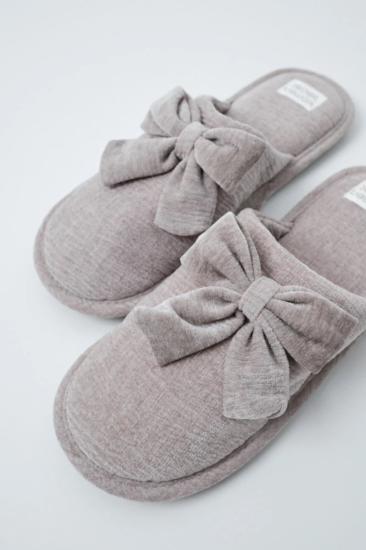 Women Secret Light Grey/Silver Women Grey Velvet Bow Slippers SKU: 4994438_48 Image 03