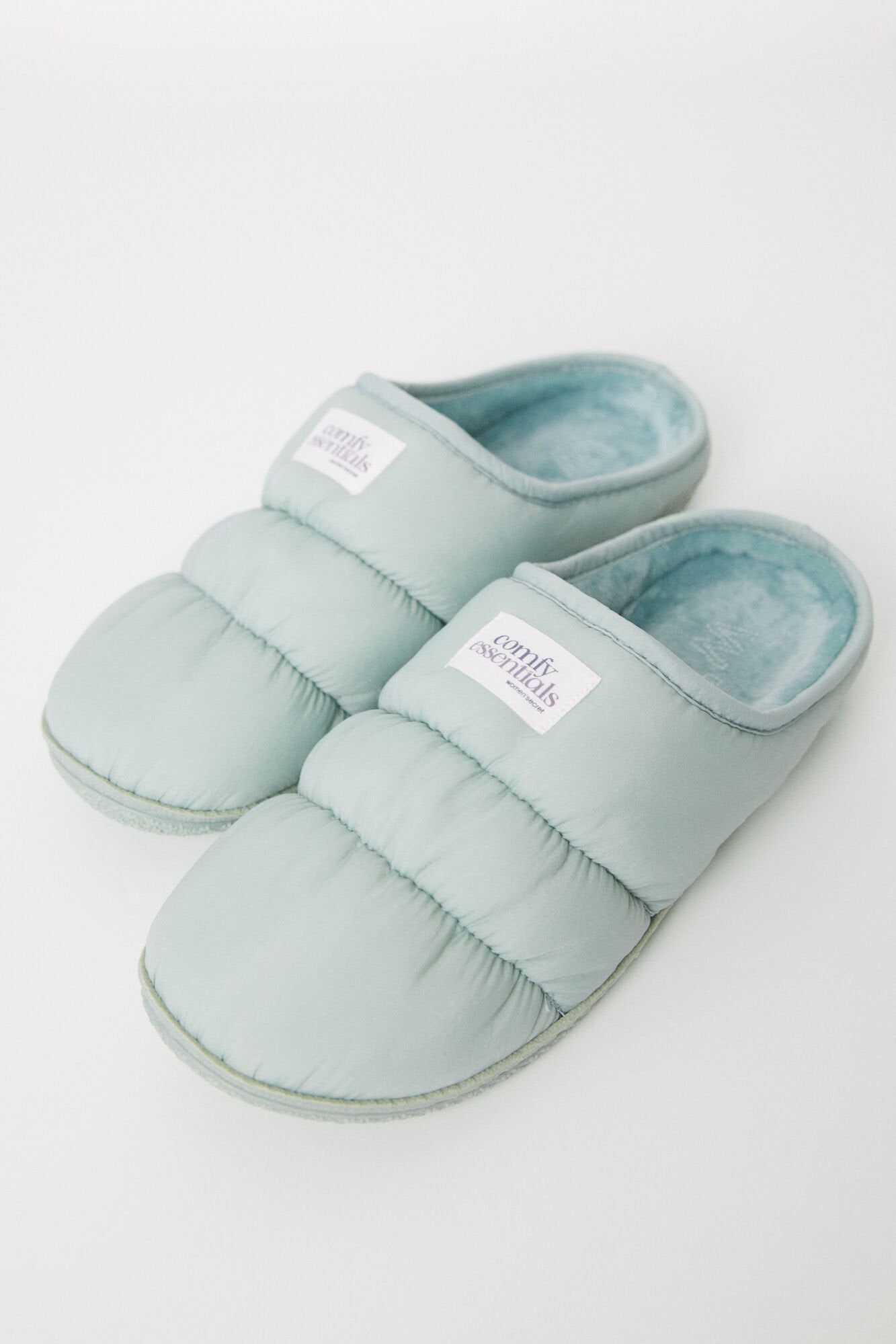 Women Secret_Green Padded Nylon House Slippers_4999679_23_01
