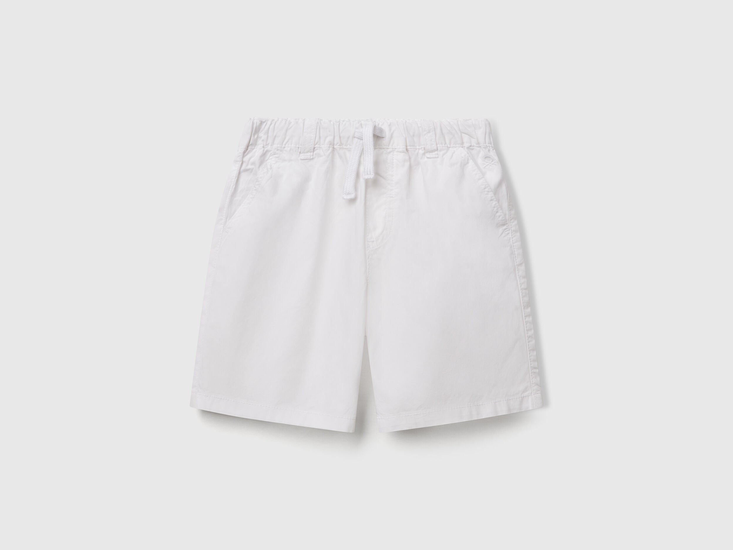 Benetton_100% Cotton Shorts with Drawstring_4AC7G902O_101_01