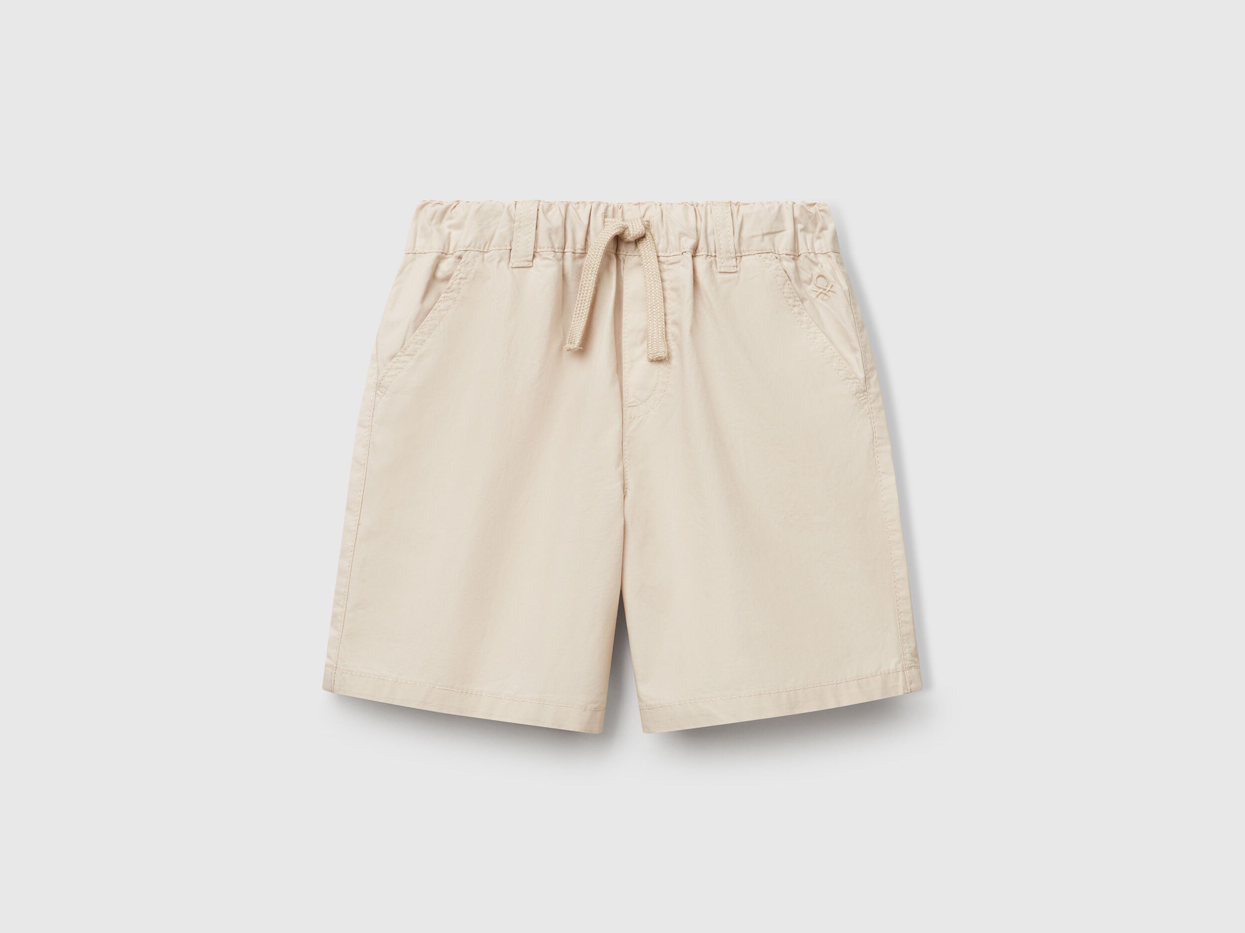 Benetton_100% Cotton Shorts with Drawstring_4AC7G902O_152_01