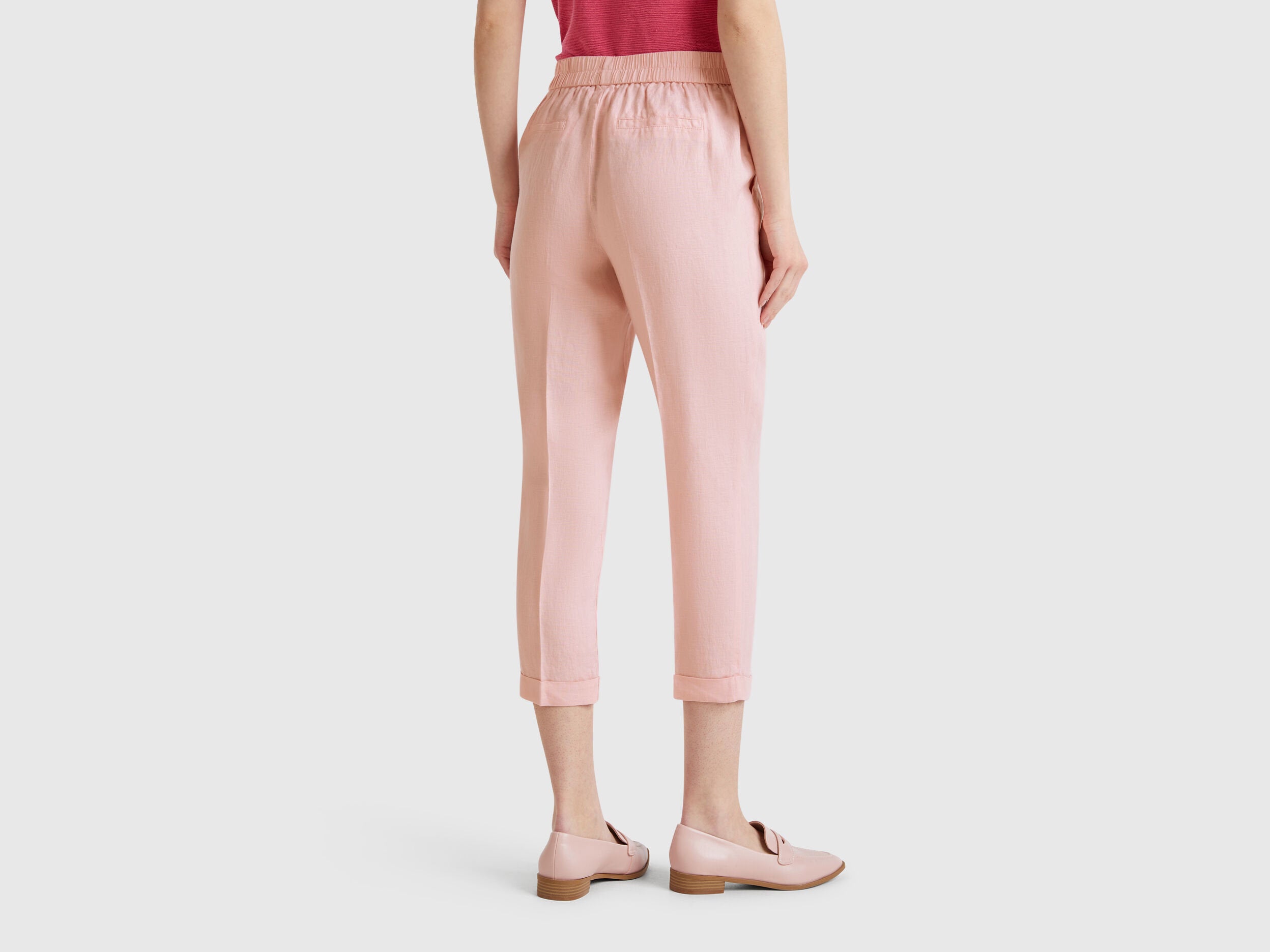 Benetton_Cropped Trousers in 100% Linen_4AGH558X5_04U_03