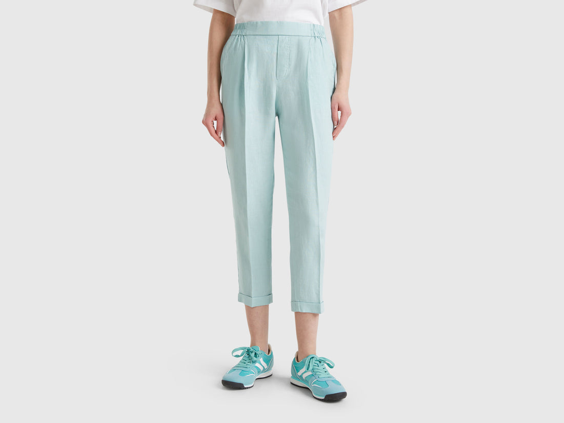 Benetton_Cropped Trousers in 100% Linen_4AGH558X5_17H_02