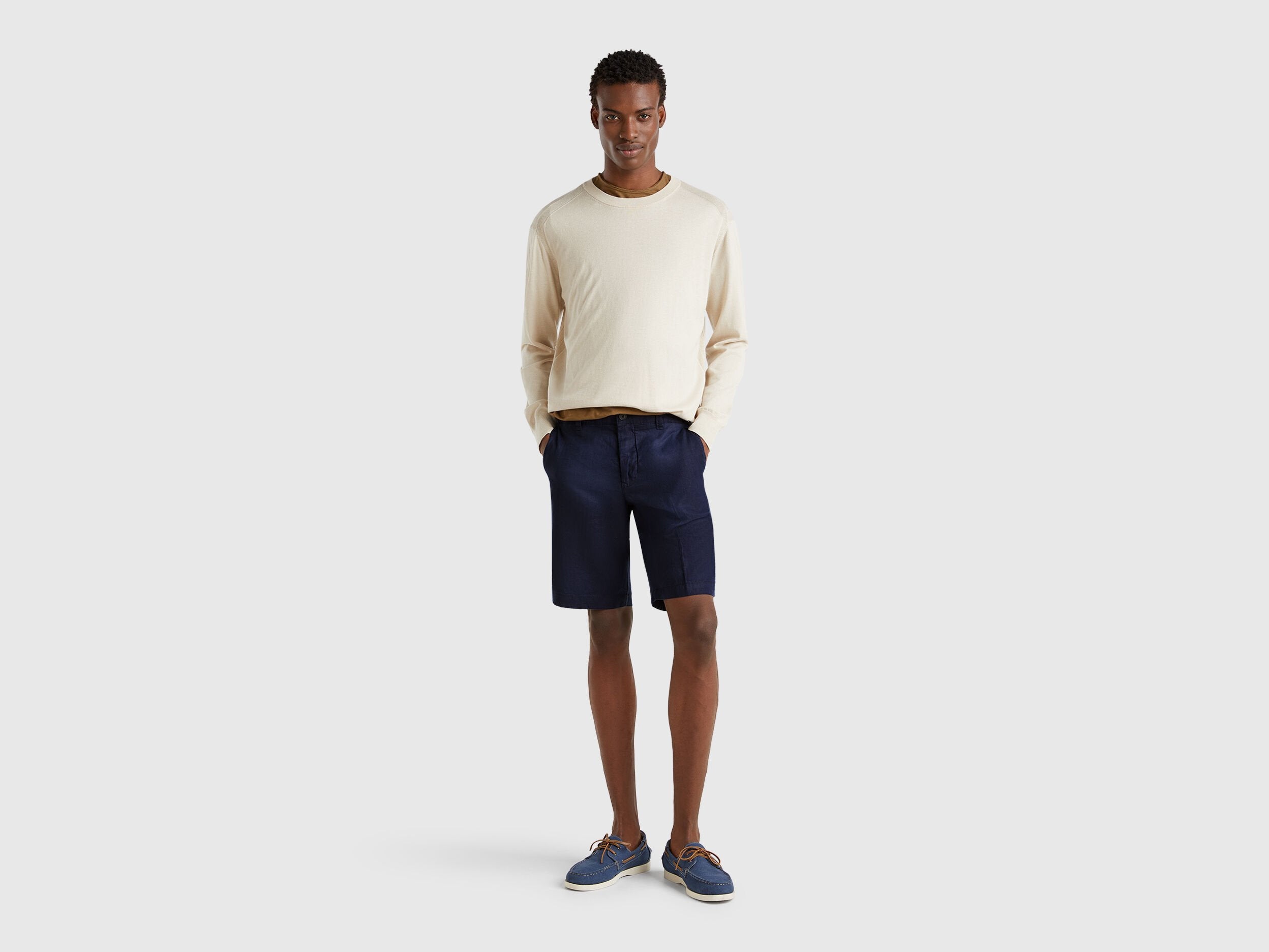 Benetton_Bermudas in Pure Linen_4AGH59548_016_01