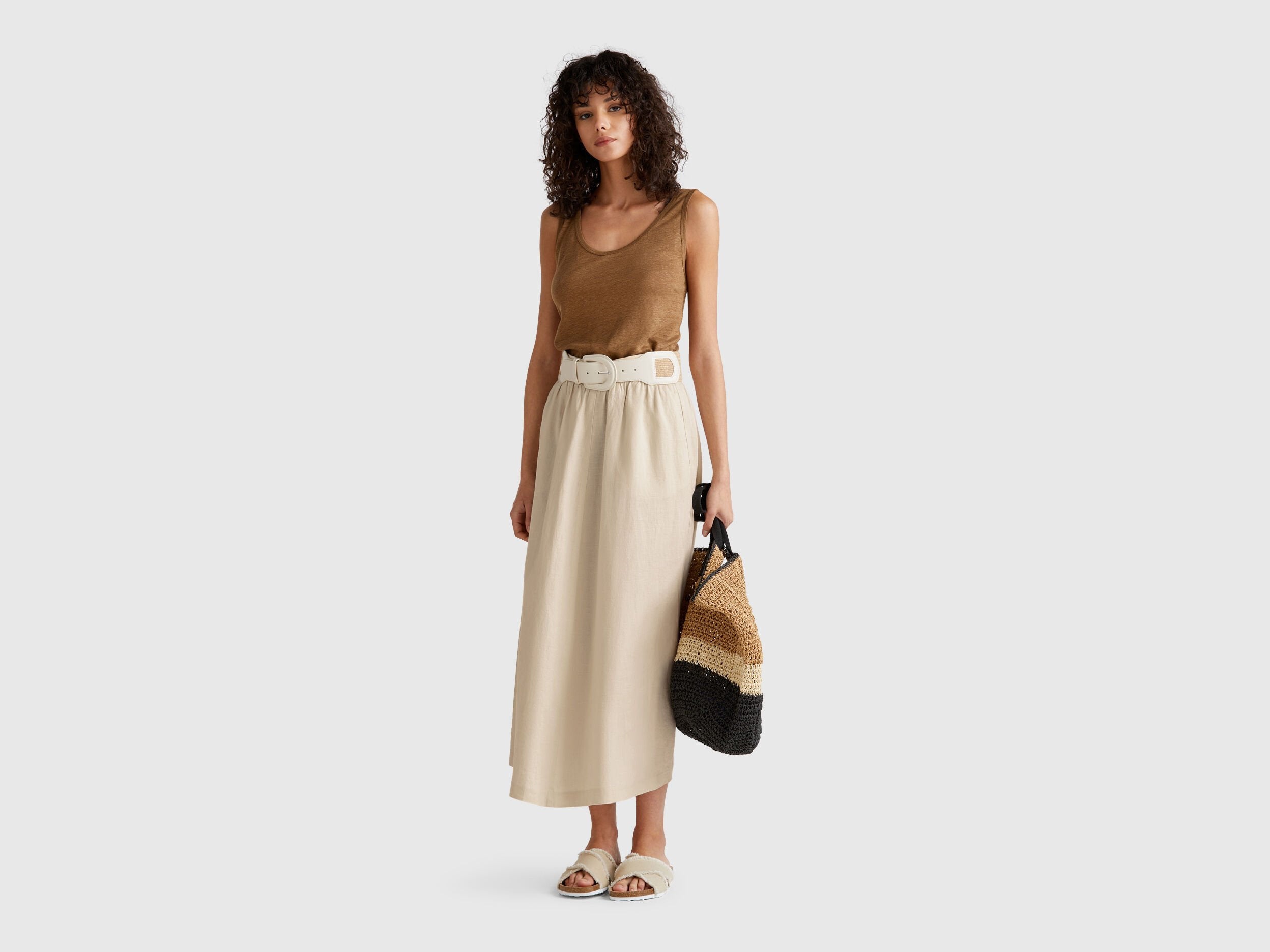 Benetton_Long Skirt in Pure Linen_4AGHD004L_152_01