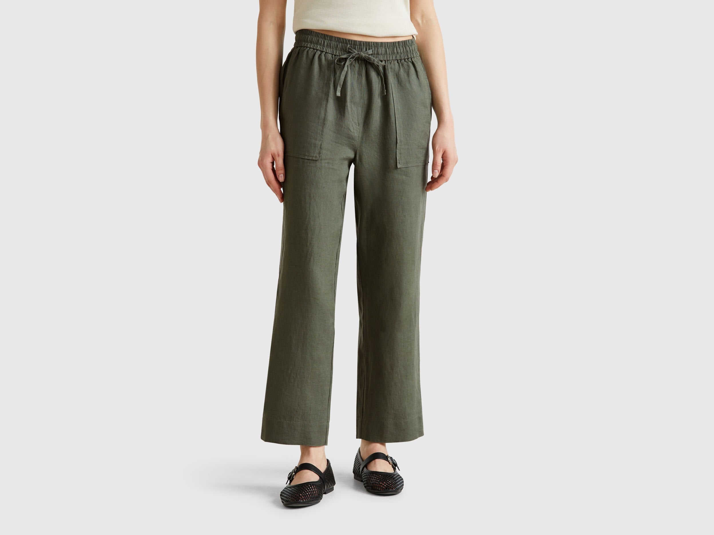 Benetton_Trousers in Pure Linen with Elastic_4AGHDF08J_20W_02