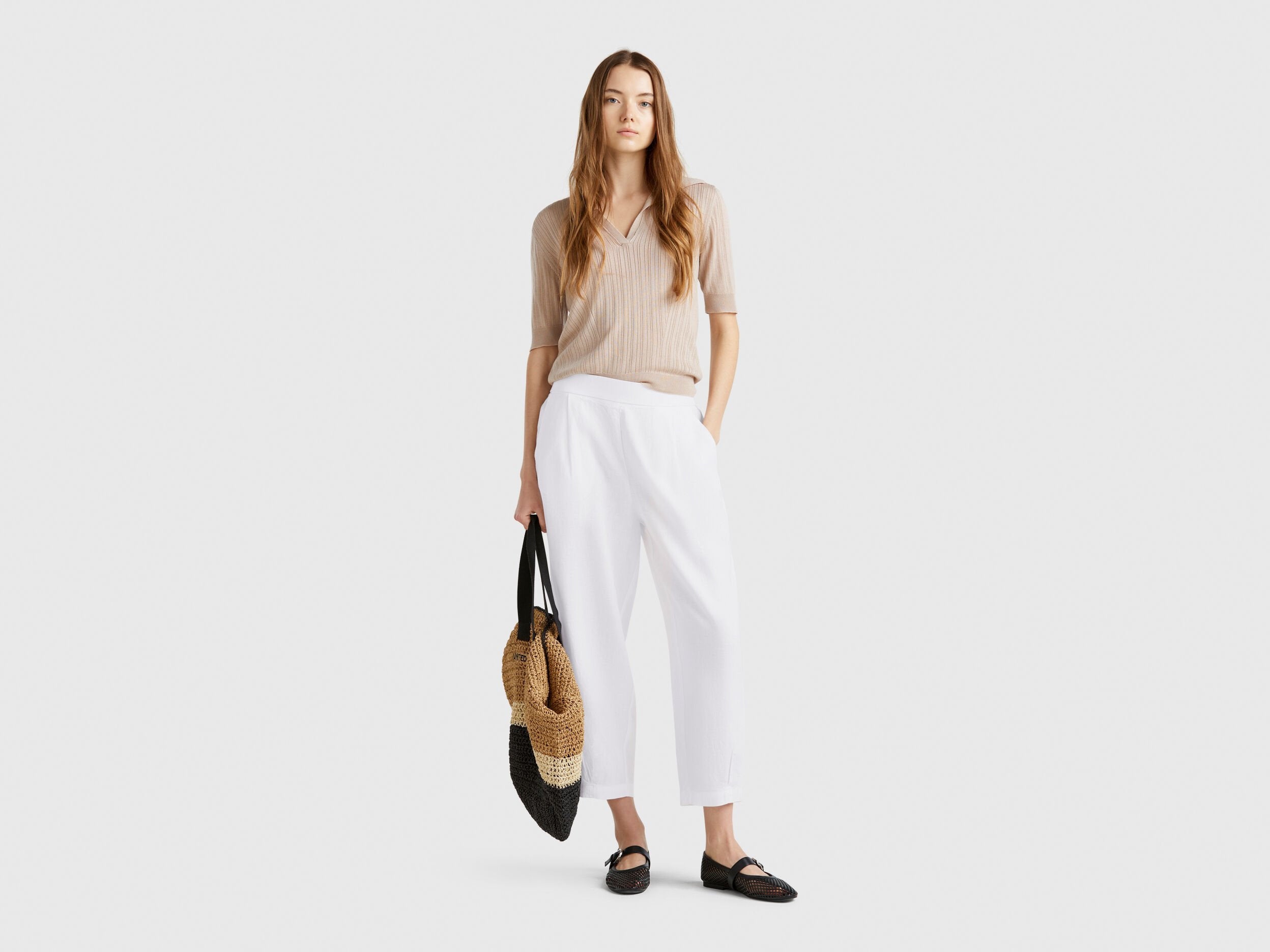 Benetton_Soft Trousers in Pure Linen_4AGHDF08L_101_01