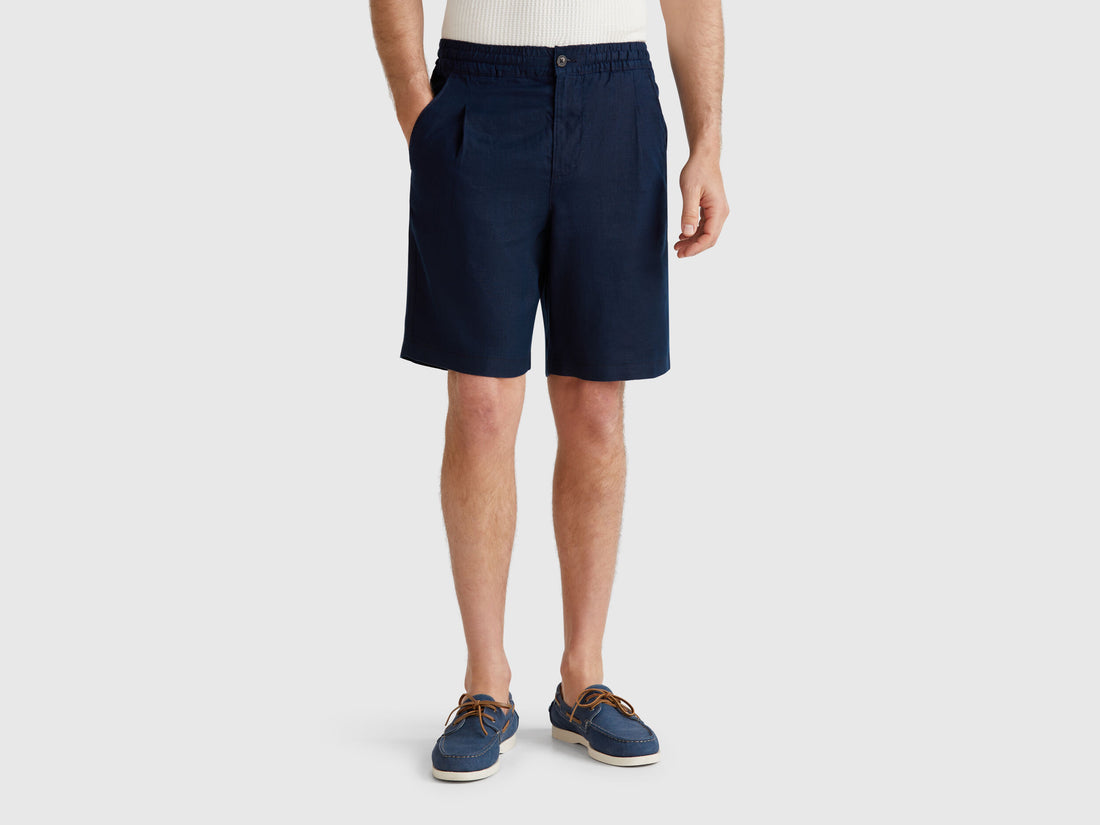 Benetton_Bermuda Shorts with Drawstring in Pure Linen_4AGHU900Z_016_02
