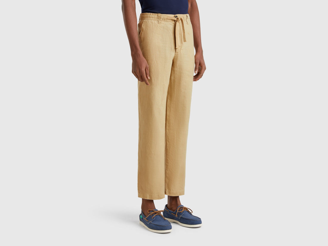 Benetton_Trousers in Pure Linen with Drawstring_4AGHUF00M_393_02