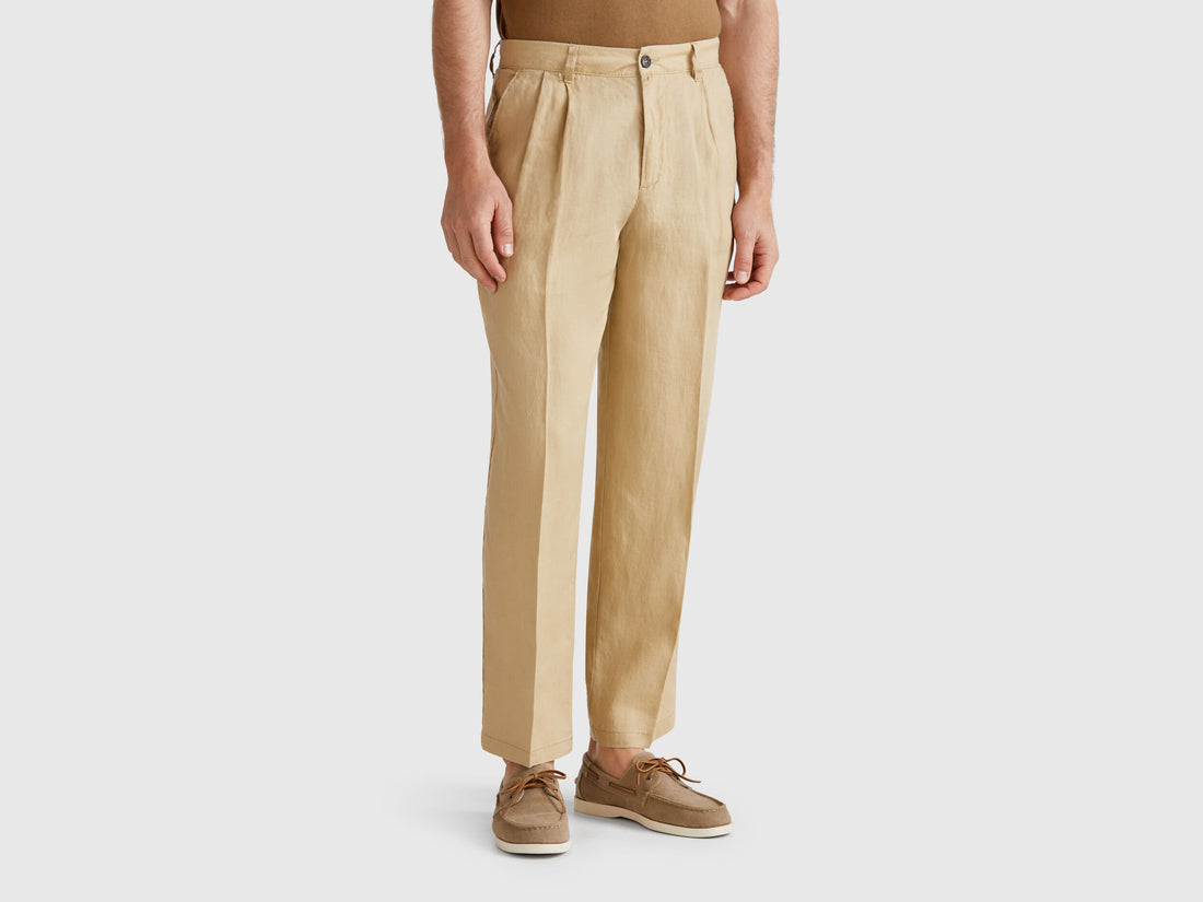 Benetton_Wide Chinos in Pure Linen_4AGHUF05A_393_02