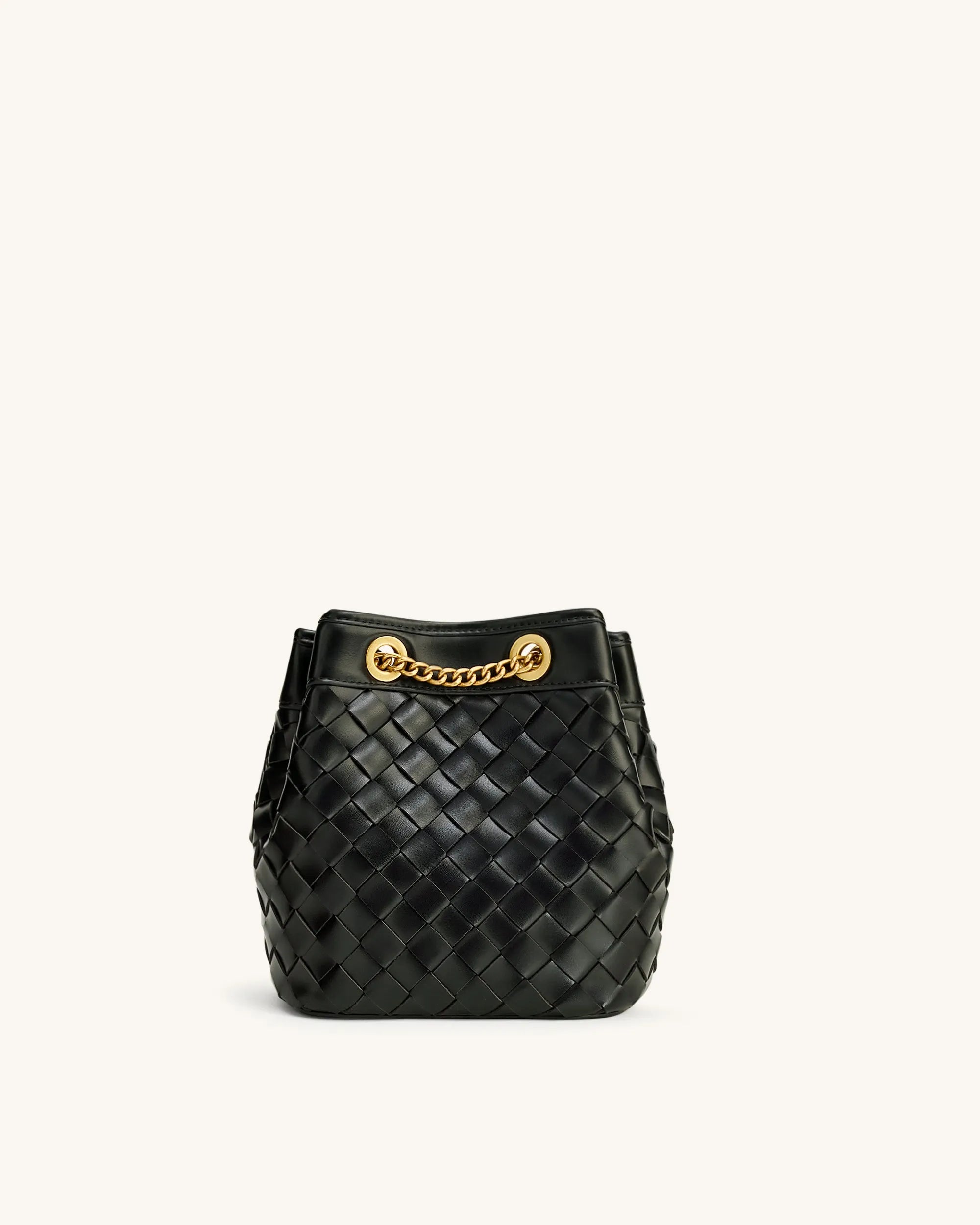 JW PEI Black Women Yara Hand-Woven Bucket Bag - Black SKU: 4B48-1_Black Image 03