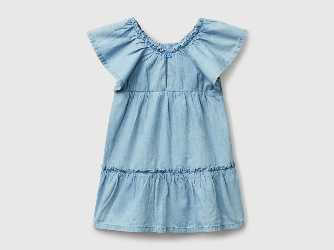 Benetton_Dress in Chambray with Frill_4DHJGV02H_901_02