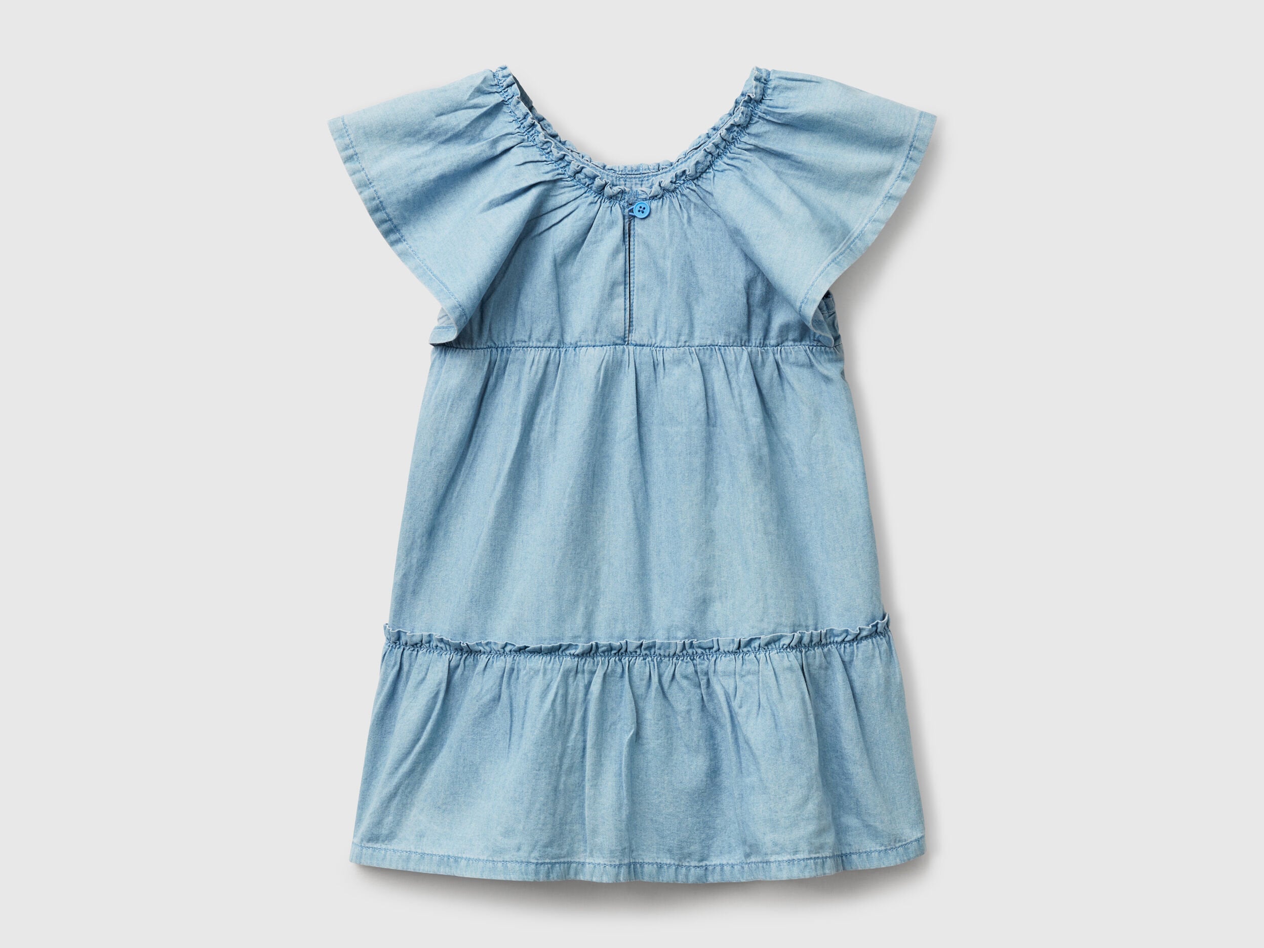 Benetton_Dress in Chambray with Frill_4DHJGV02H_901_02